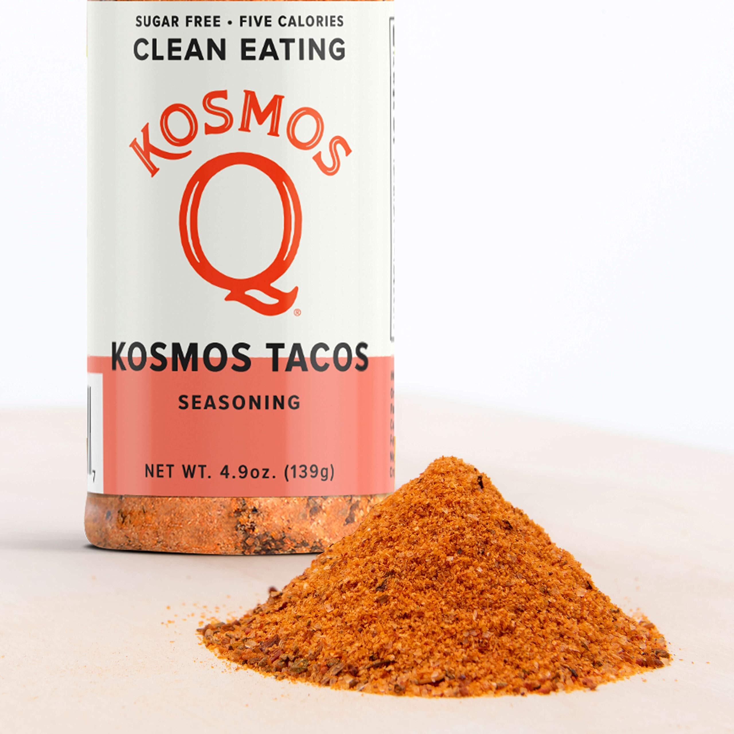 Kosmos Q Kosmos Taco Seasoning | Fajita & Taco Spice Mix | All-Natural Cooking Herbs & Spices | Paleo & Keto Diet Friendly Flavor Blend | Sugar-Free, Msg-Free | 5 Calories | 4.9 Oz. Shaker Bottle