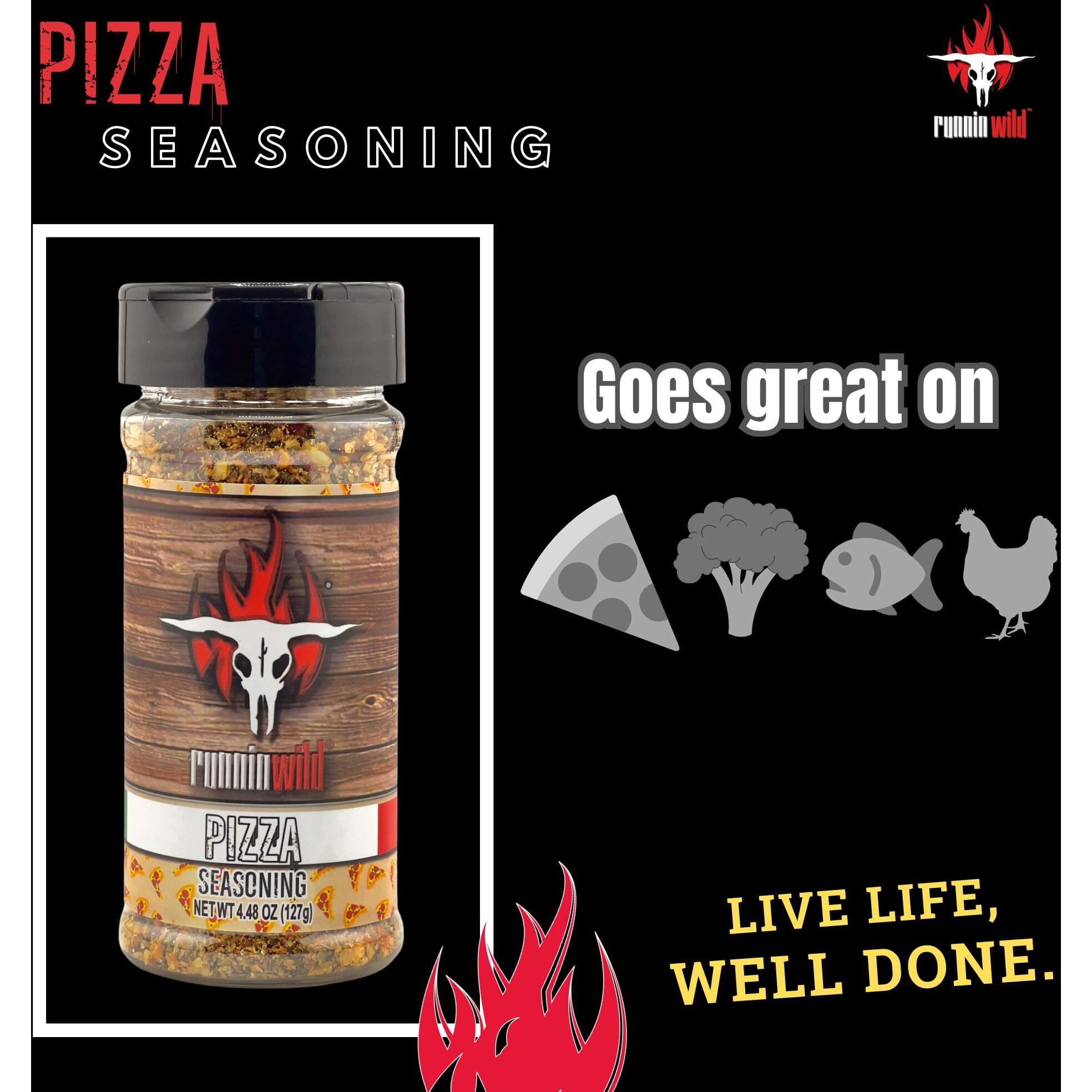 Gourmet Pizza Seasoning | Italian Seasoning Spice Blend | Low Sodium | No Artificial Flavors | Runnin Wild Foods, 4.48 Ounces
