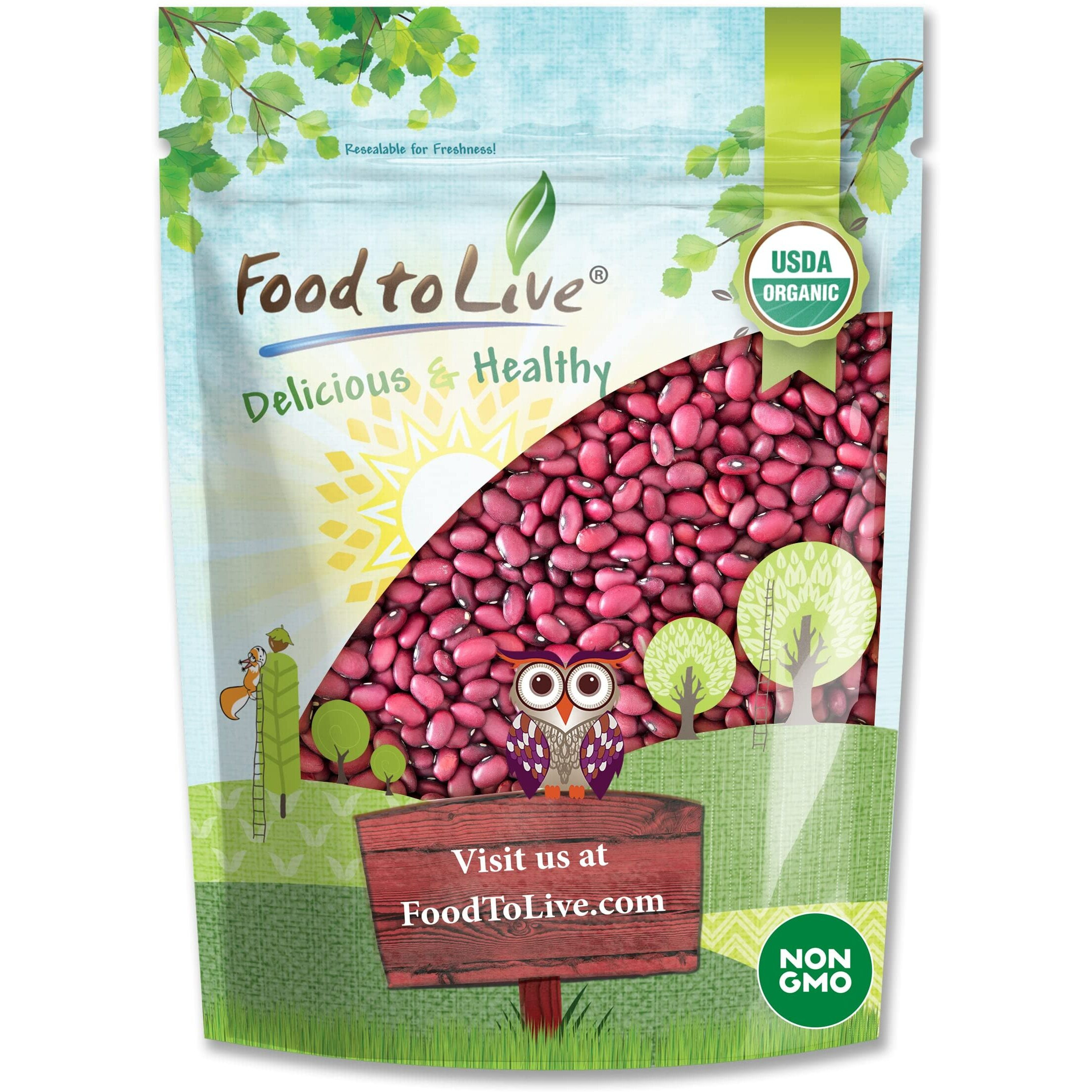 Food To Live Organic Small Red Chili Beans, 3 Pounds - Non-Gmo, Kosher, Vegan, Dry, Raw, Sproutable, Non-Irradiated, Bulk, Product Of The Usa