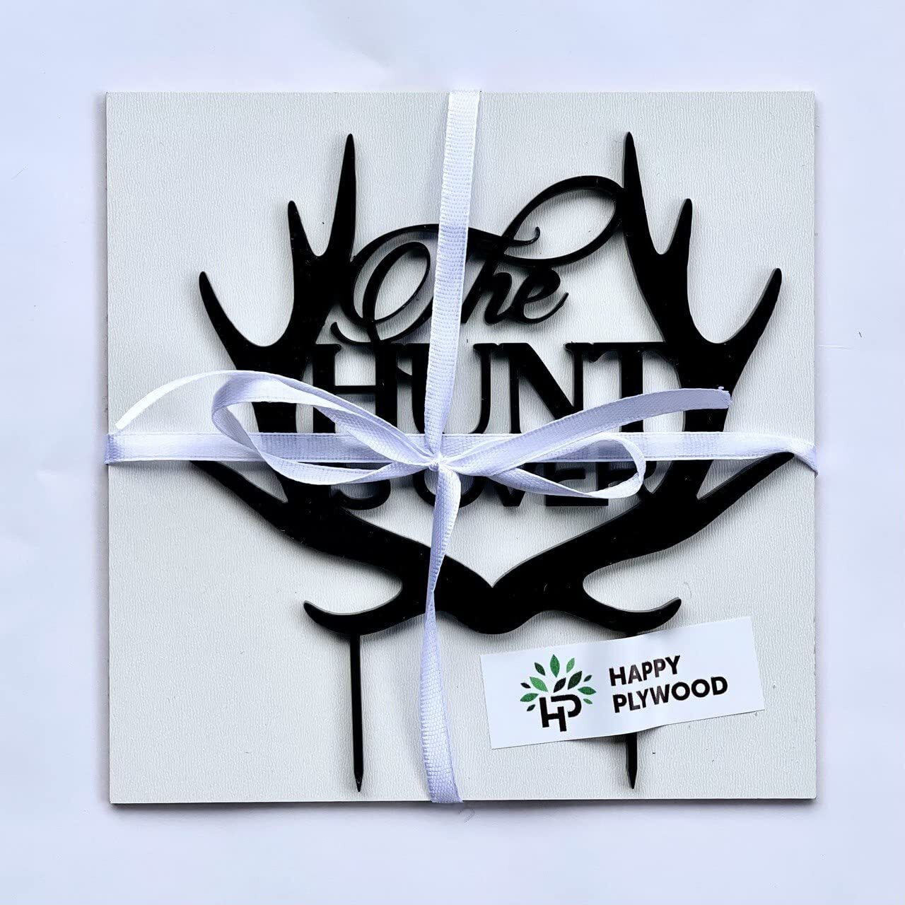 Happyplywood The Hunt Is Over Cake Topper For Wedding, Hunting Themed Wedding, Cake Topper Antler, Bride Grooms Cake Toppers, Rustic Wedding Style D  Cor (Antler)