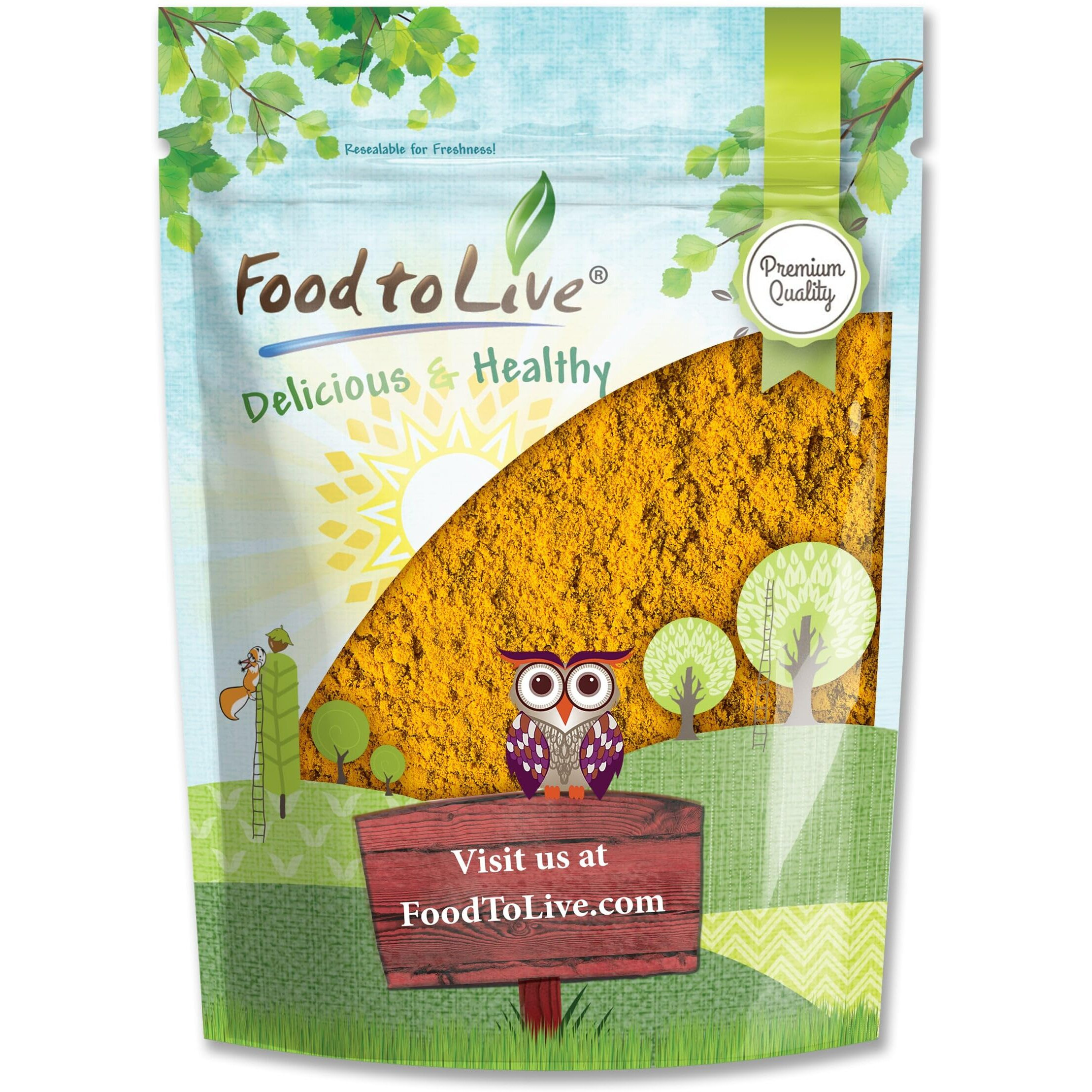 Food To Live - Turmeric Powder, 8 Ounces Finely Ground Turmeric Root, Pure, Kosher, Vegan, Bulk. Fragrant Spice. Contains Curcumin. Great For Asian, Middle East Dishes, Spice Blends, Beverages.
