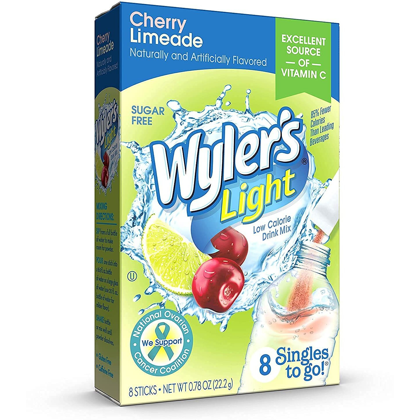 Wyler's Light Singles To Go Powder Packets, Water Drink Mix, Cherry Limeade, 8 Packets Per Box, 24 Total Packets (Pack Of 3)