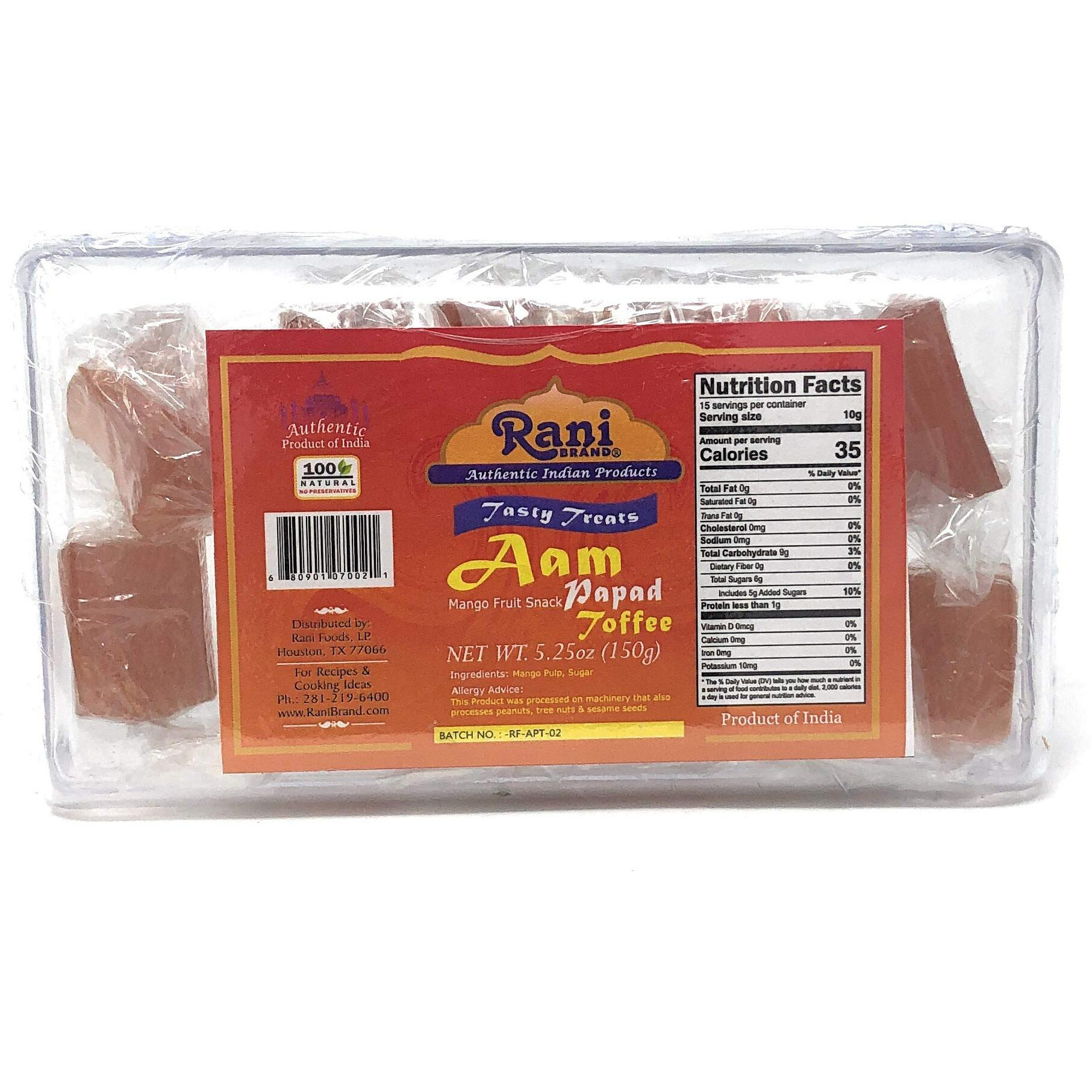 Rani Aam (Mango Fruit Snack) Toffee Candy Treat, 5.25Oz (150G), Individually Wrapped In Candy Box ~ All Natural | Vegan | Gluten Friendly | Indian Origin & Taste