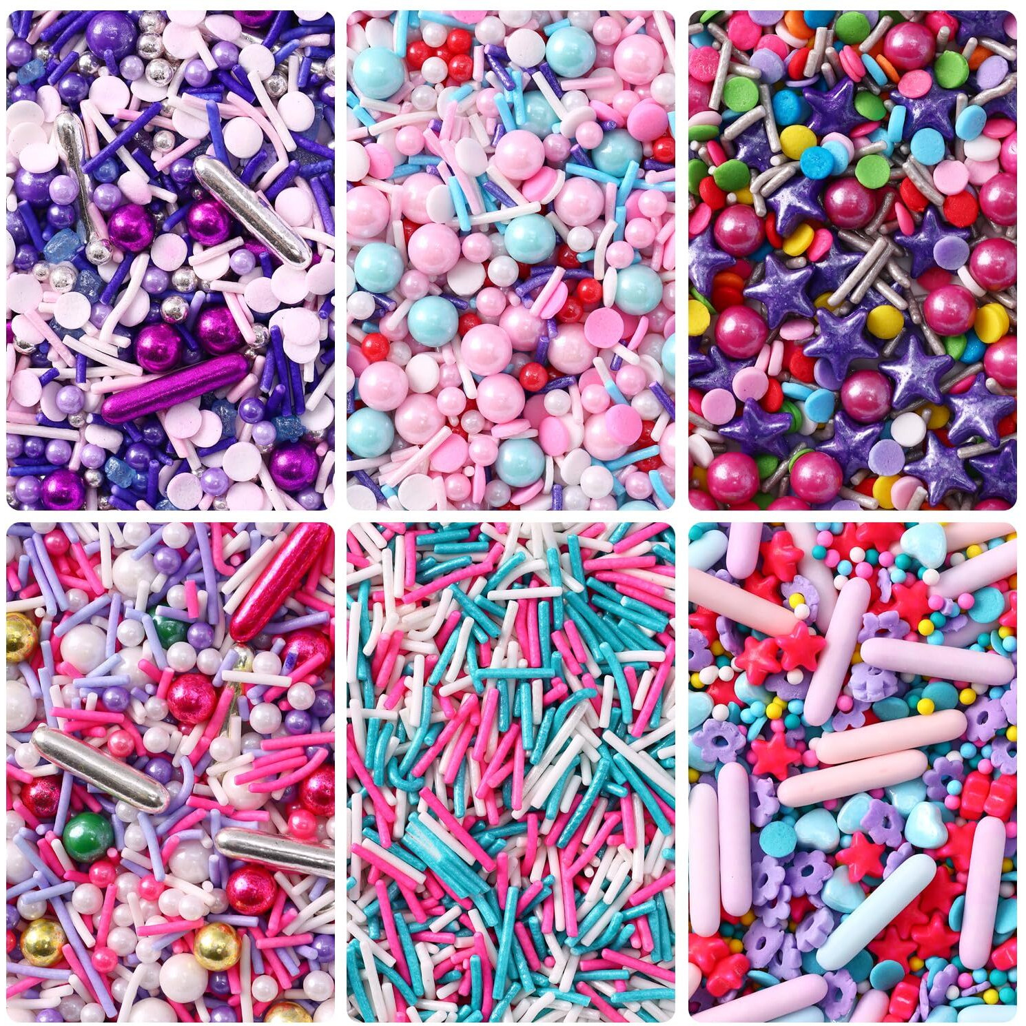 Sprinkles For Cake Decorating, Cupcake, Cookies, Ice Cream Topper, 6 Packs Purple Sprinkles, Pink Of Assorted Sprinkles For Cake Baking, Perfect For Birthdays, Wedding