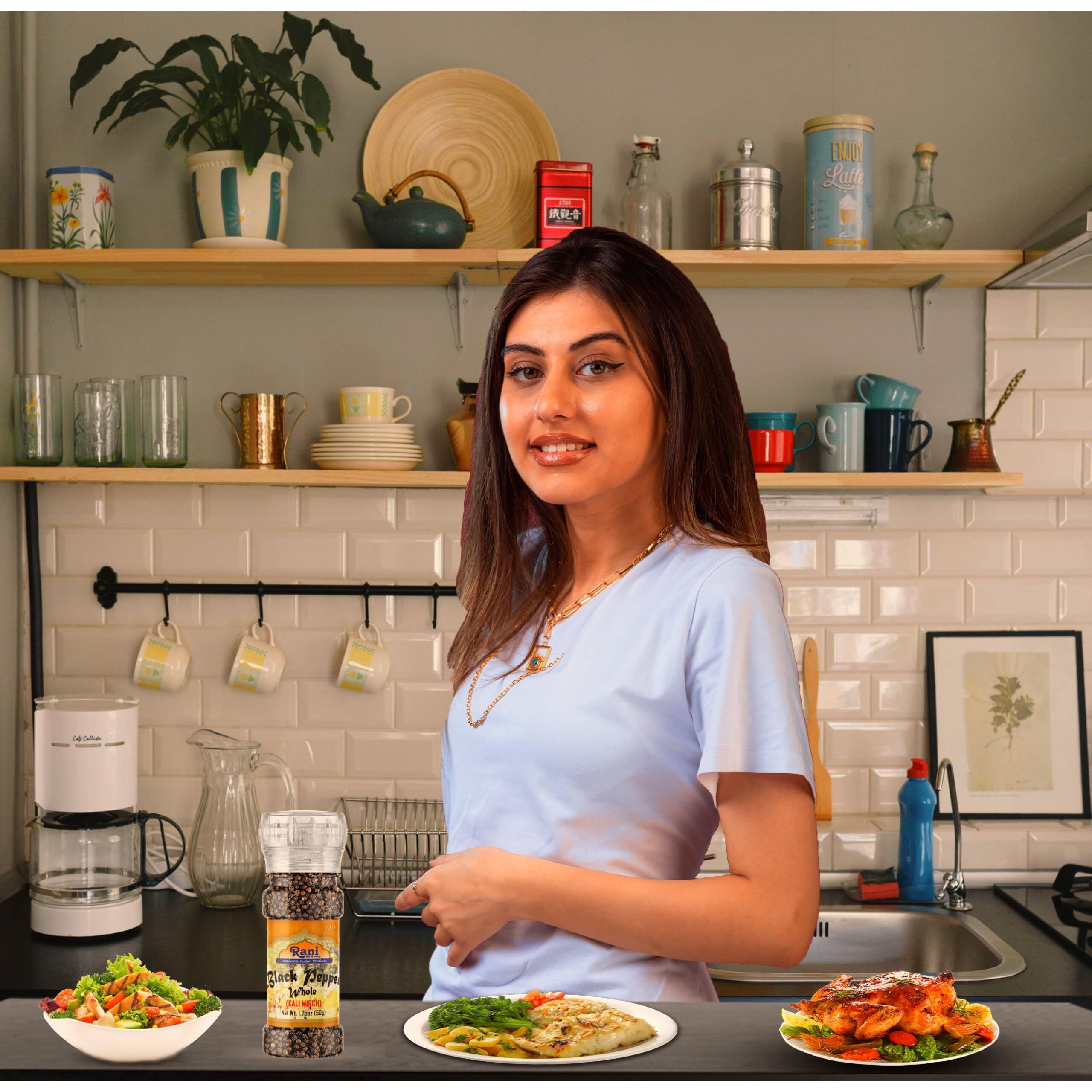 Rani Black Pepper Whole (Peppercorns), Premium Mg-1 Grade 1.8Oz (51G) Grinder Bottle ~ All Natural | Gluten Friendly | Non-Gmo | Kosher | Product Of Vietnam | Perfect Size For Grinders