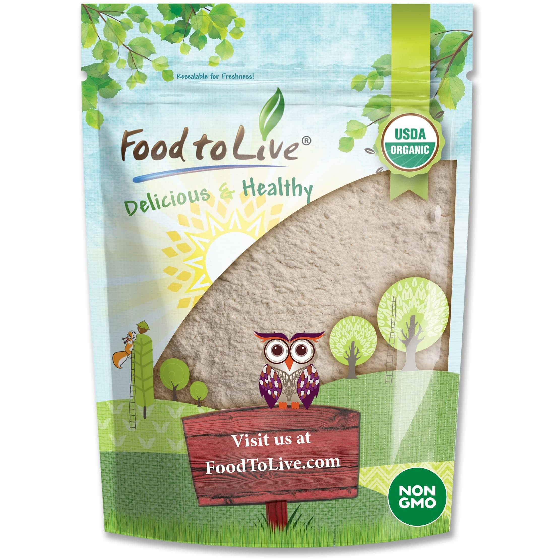 Food To Live Organic Spelt Flour, 8 Ounces - Whole Grain, Non-Gmo, Kosher, Vegan, Bulk, Great For Baking Bread, Product Of The Usa