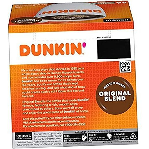 Dunkin' Original Blend Medium Roast Coffee, 44 Keurig K-Cup Pods .2.Pack 22 Count (Pack Of 2)