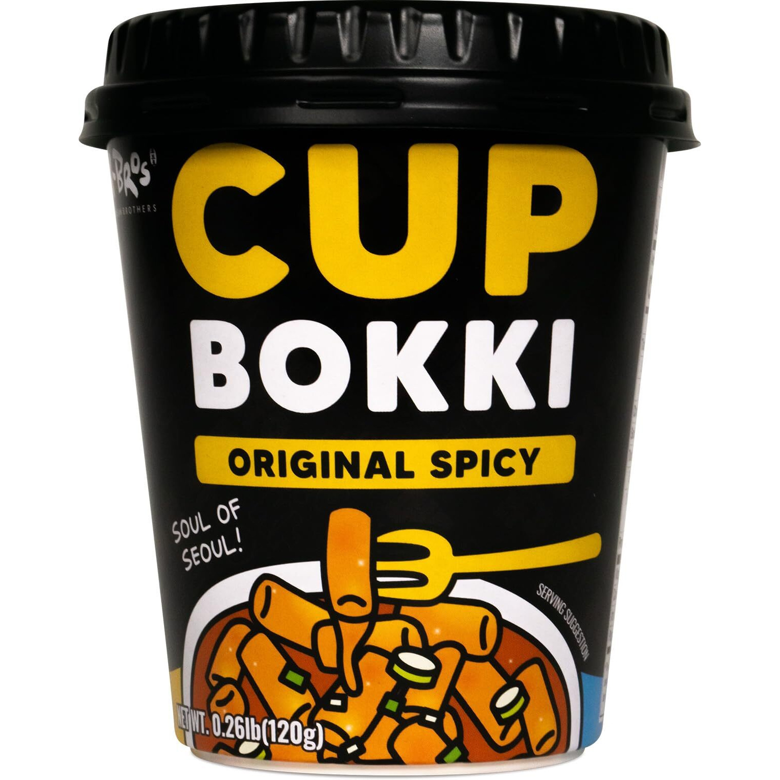 Cupbokki Korean Tteokbokki Rice Cakes, Spicy Flavor, 6 Pack - Authentic Spicy Korean Rice Cake Jjajang From The Korean Bros ()