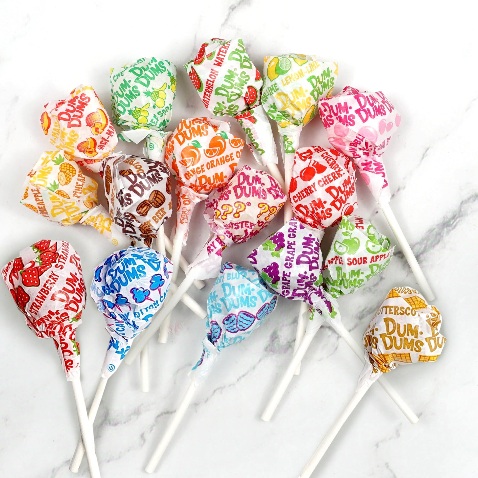 Dum Dums Original Mix Lollipops, 2 Lb Bag (120 Pieces Approx.), Gluten Free Hard Candy, Assorted Flavors, Individually Wrapped Lollipops, The Hampton Popcorn & Candy Company