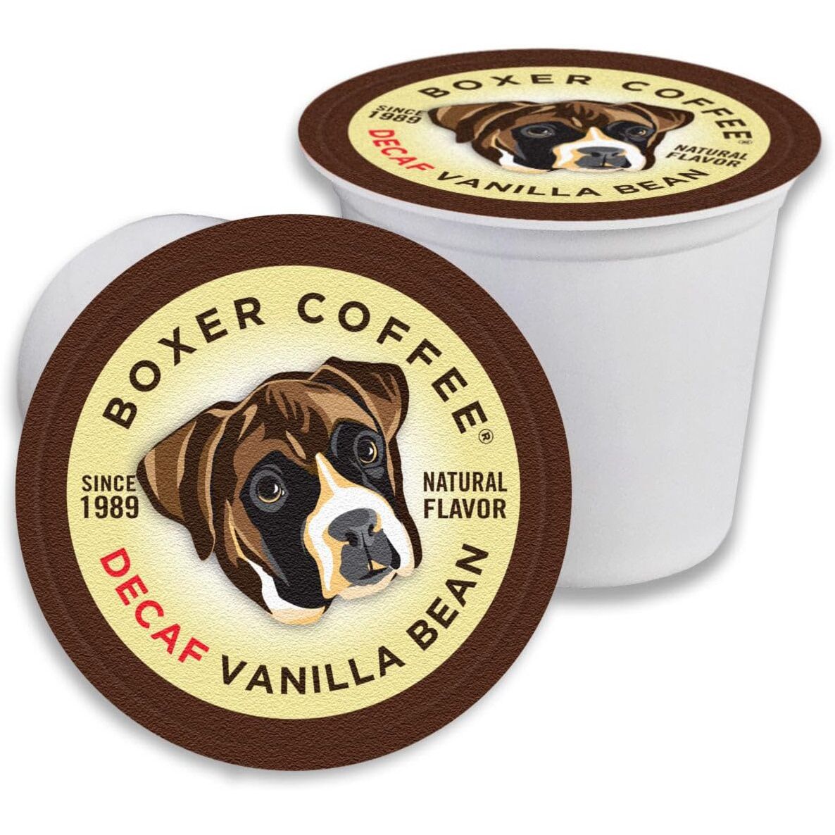 Boxer Coffee 52 Count Decaf Vanilla Bean Swiss Water Process Natural Flavoring Single-Serve Cups Pods Specialty Grade Gourmet Artisan Coffee, Keurig K-Cup 2.0 Compatible