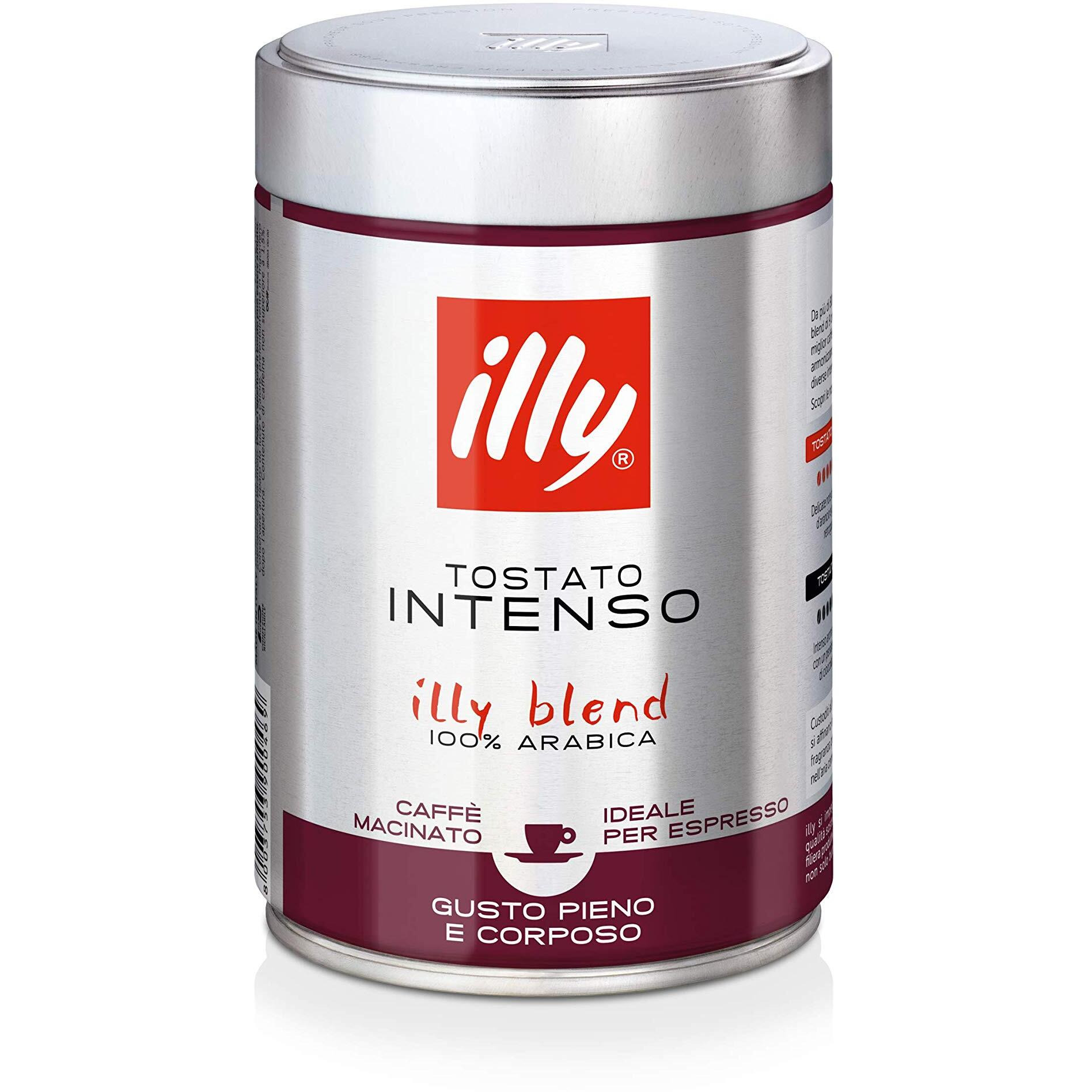 Illy Intenso Ground Coffee, Bold Roast Espresso 250G (International Version) 12 Pack