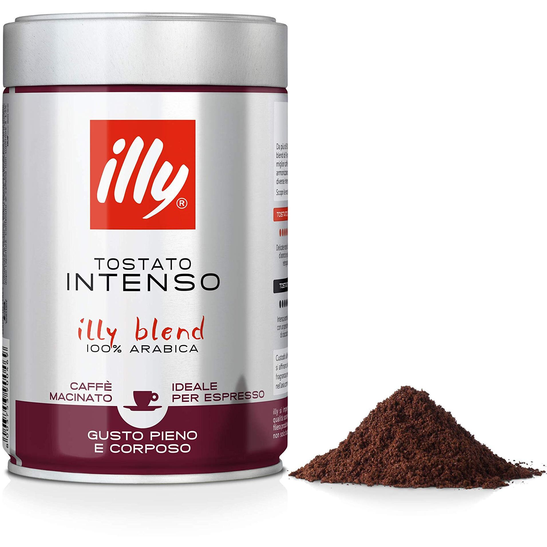 Illy Intenso Ground Coffee, Bold Roast Espresso 250G (International Version) 12 Pack