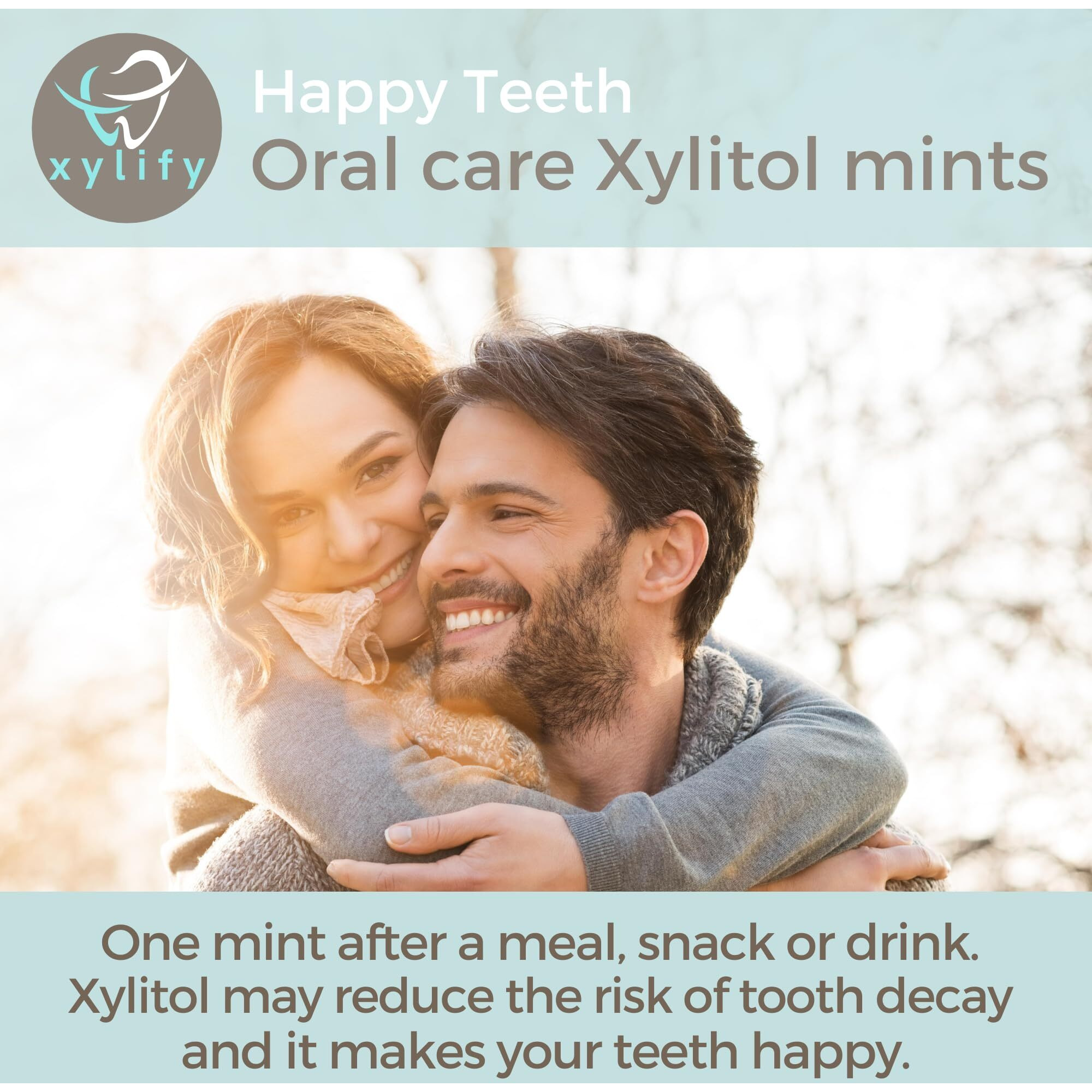 Xylitol Mints For Oral Care - Peppermint Flavor, 100% Xylitol Sweetened, Sugar Free Candy, Happy Teeth Dental Mints From Finland, 5Oz - 245 Mints