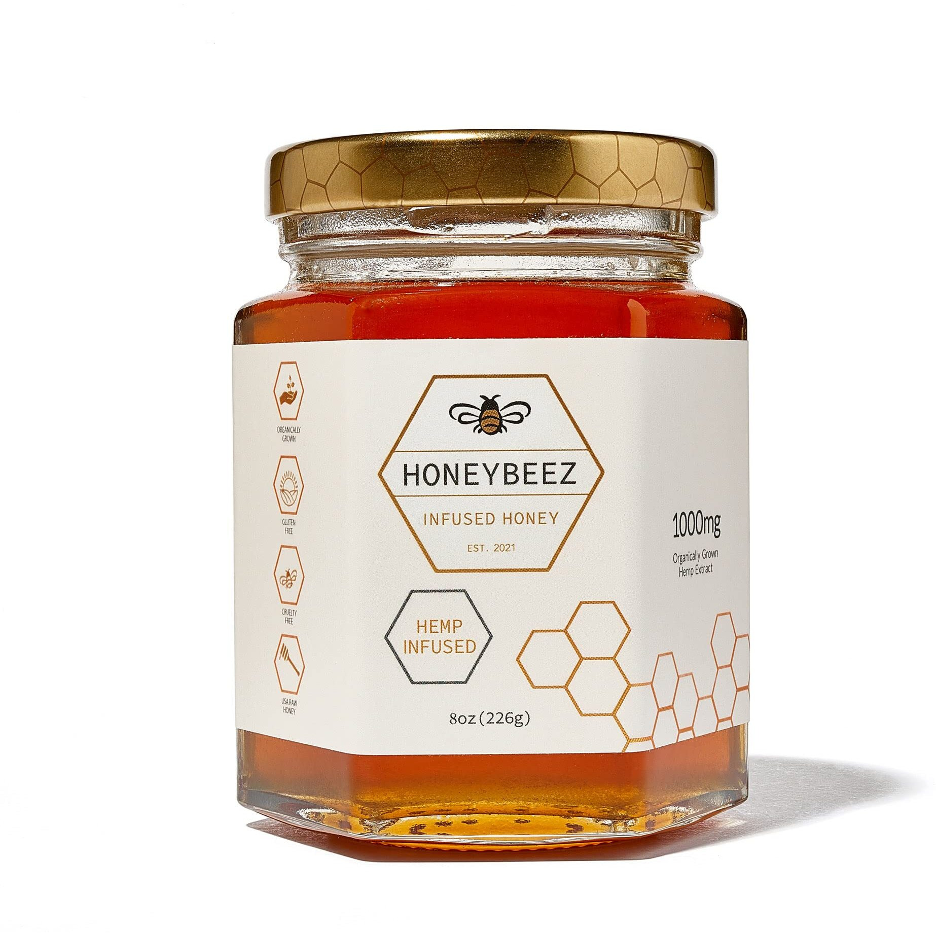 Honeybeez Premium Raw Honey Infused With Hemp- 32Mg Per Serving (Natural, 8Oz)
