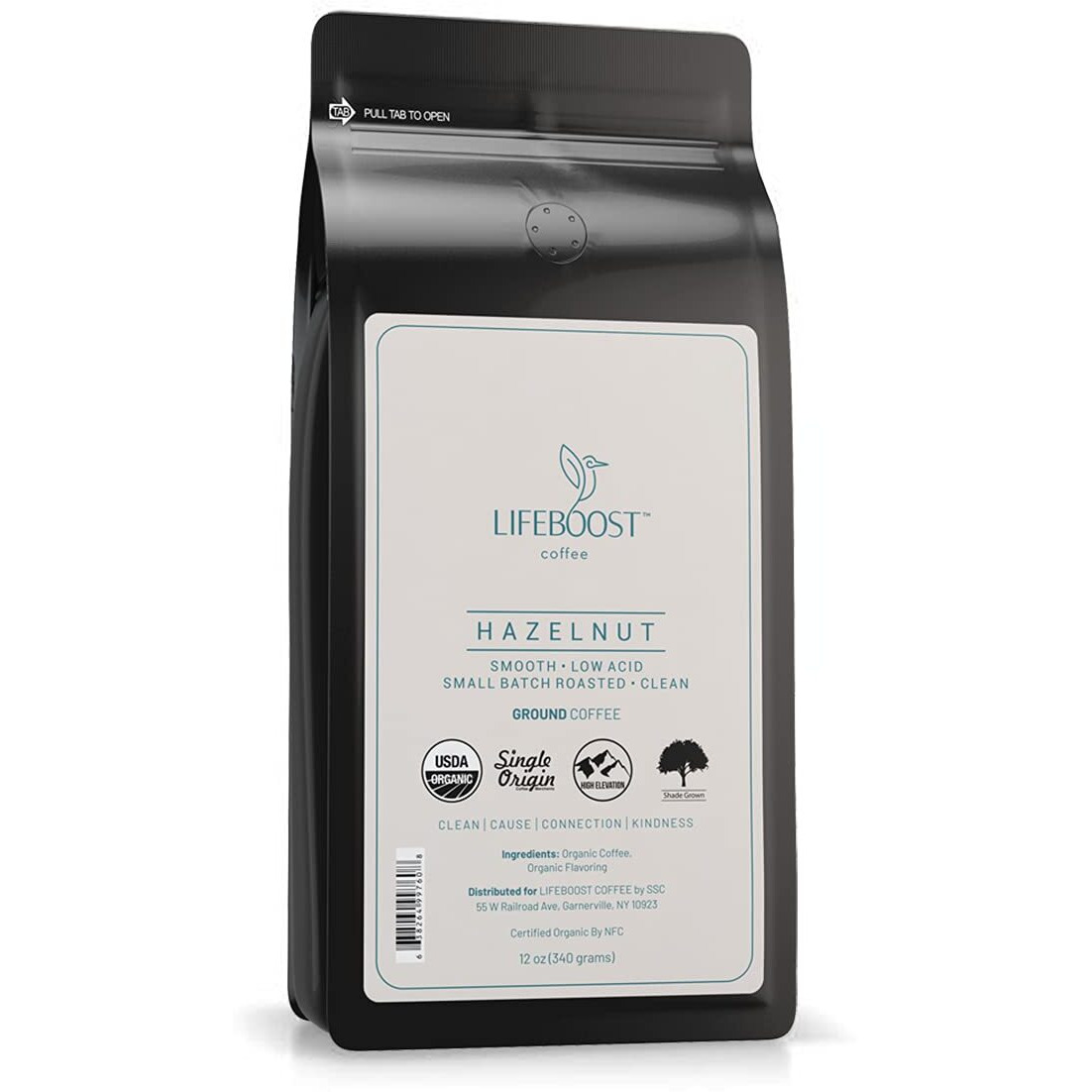 Lifeboost Coffee Hazelnut Ground Coffee - Low Acid Single Origin Usda Organic Coffee - Non-Gmo Ground Coffee Beans Third Party Tested For Mycotoxins & Pesticides - 12 Ounces