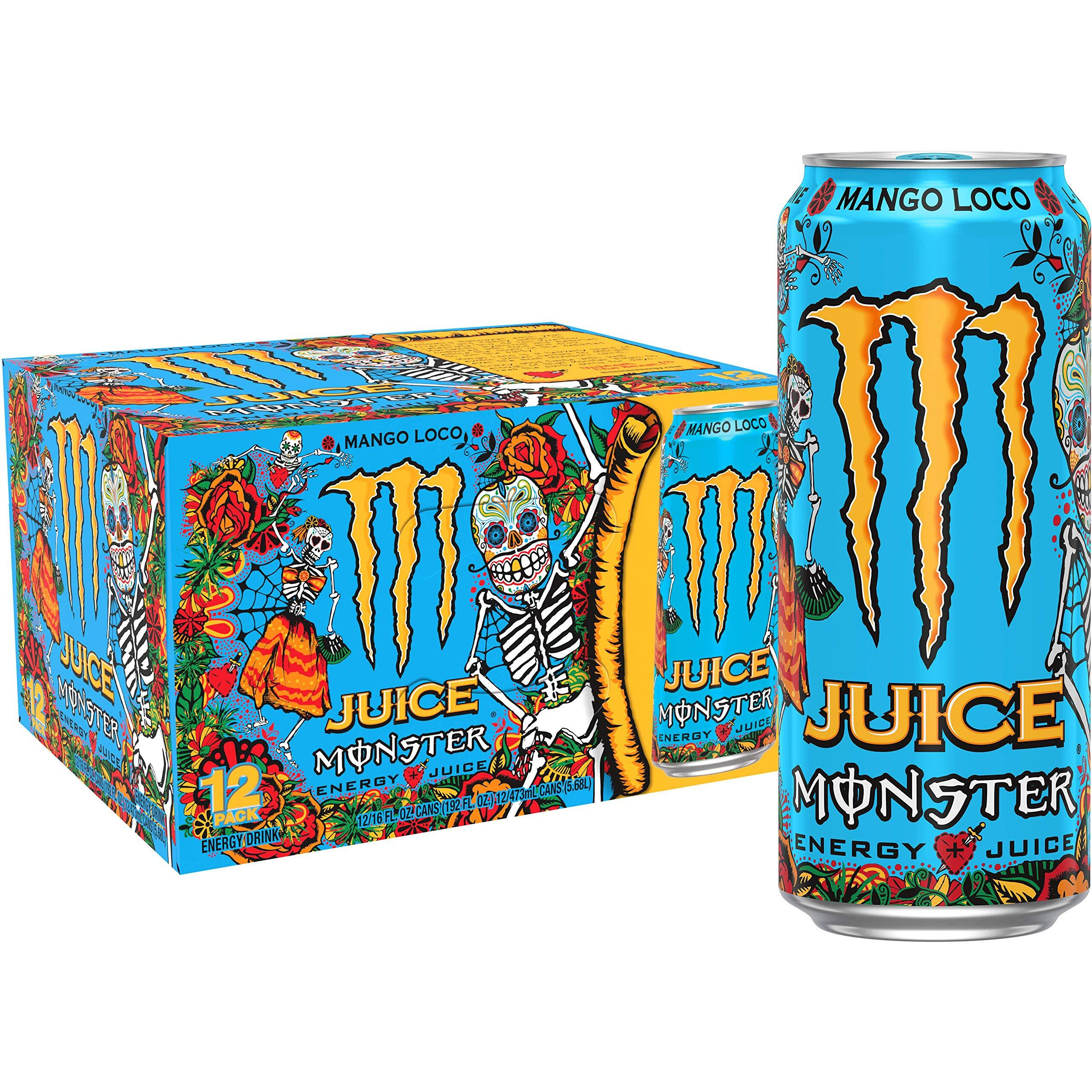 Monster Energy Juice Monster Mango Loco, Energy + Juice, Energy Drink, 16 Ounce (Pack Of 12)