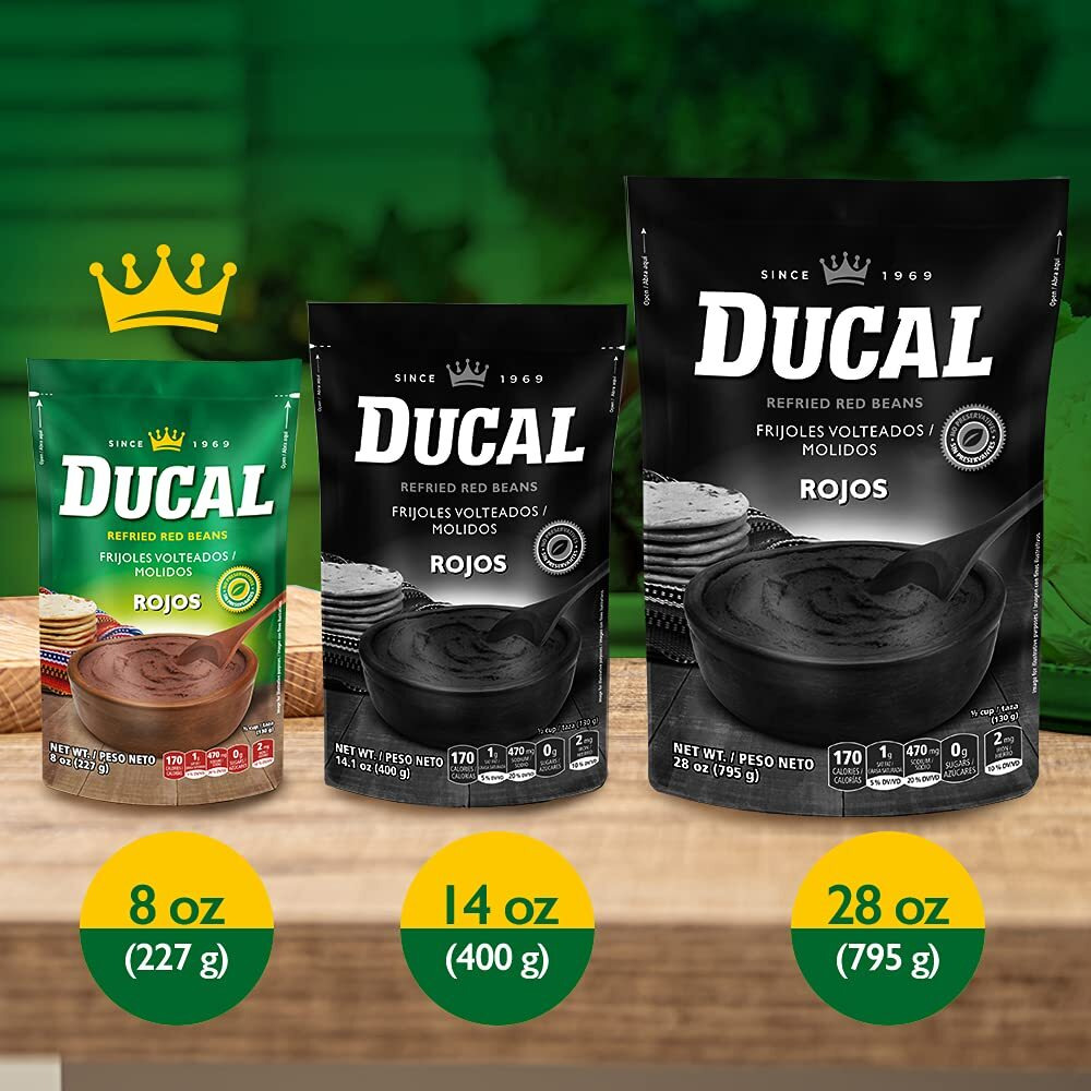 Ducal Refried Red Beans Pouch - Instant Vegetarian Refried Red Beans, Non-Gmo And Gluten-Free - Excellent Source In Protein And Iron, Cholesterol Free, 14.1 Ounce (Pack Of 18)