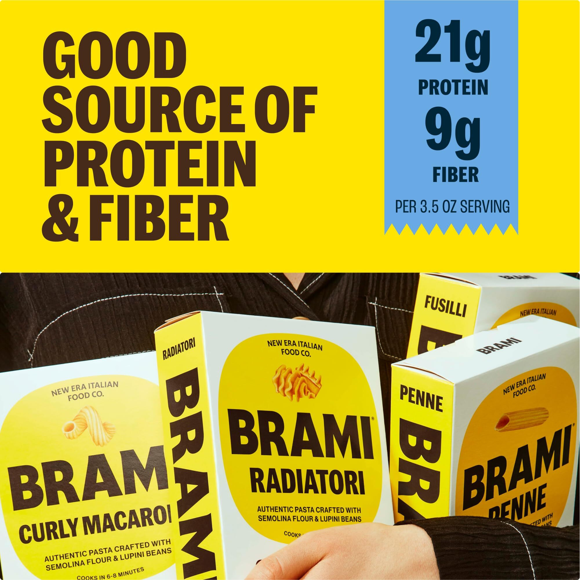 Brami 8 Pack Radiatori Italian Protein Pasta | Low Carb | High Fiber | High Protein | Non-Gmo | Keto | Made In Italy | Dry Pasta | Semolina Pasta | Fortified With Heart Healthy Lupini Beans | 12Oz