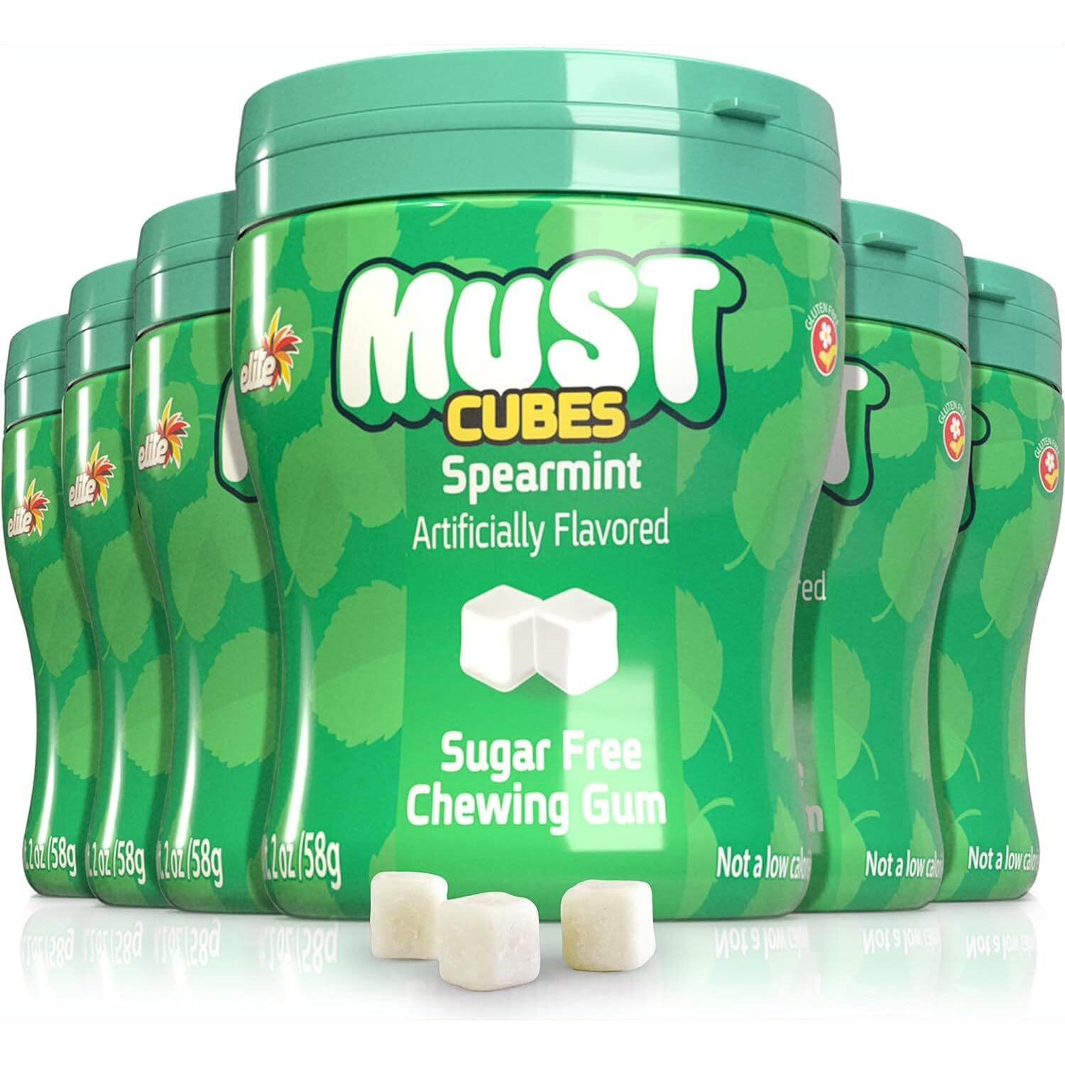 Elite, Must, Sugar Free, Spearmint Gum Cubes, 2Oz (6 Pack)