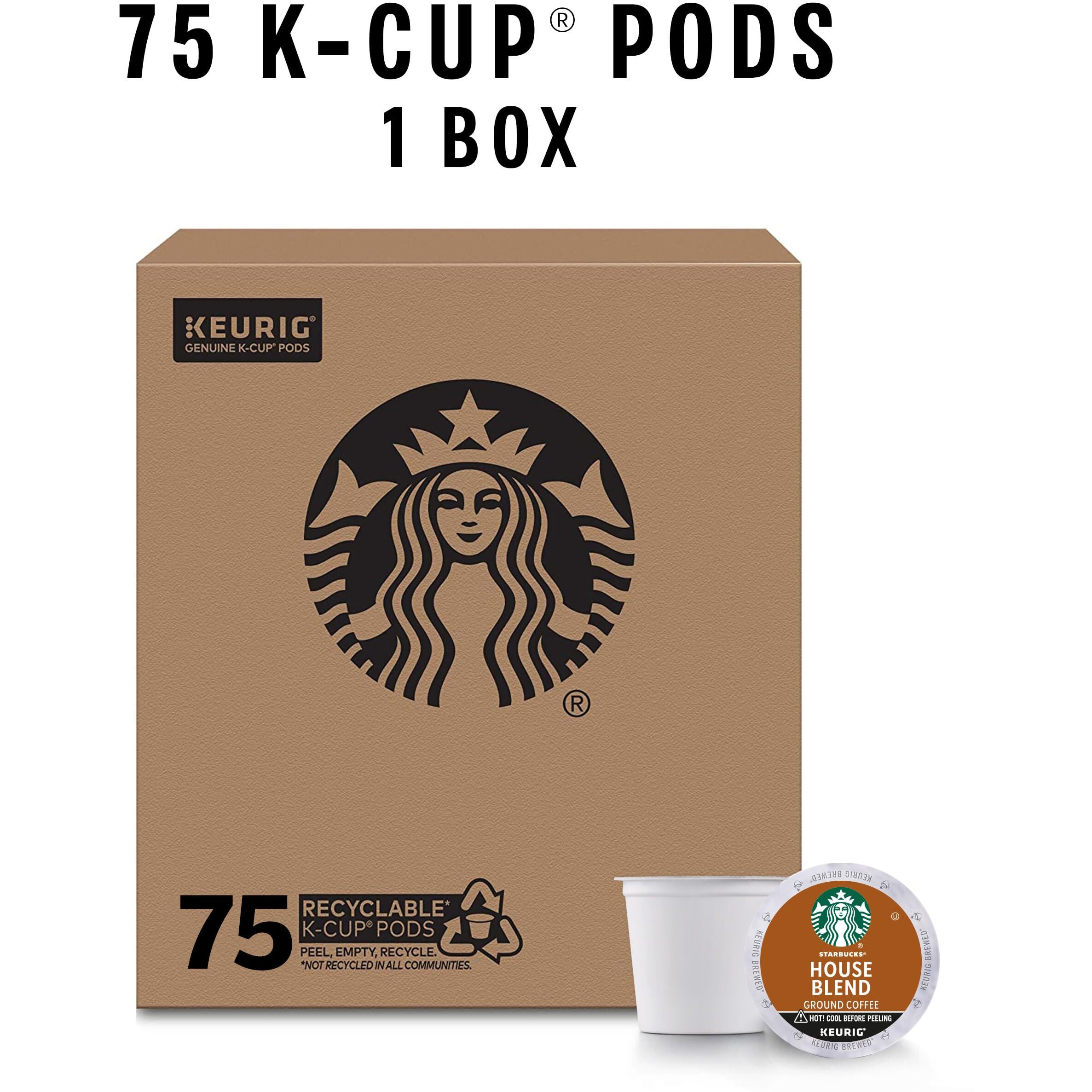 Starbucks K-Cup Coffee Pods, Medium Roast, House Blend For Keurig Coffee Makers, 100% Arabica, 1 Box (75 Pods)