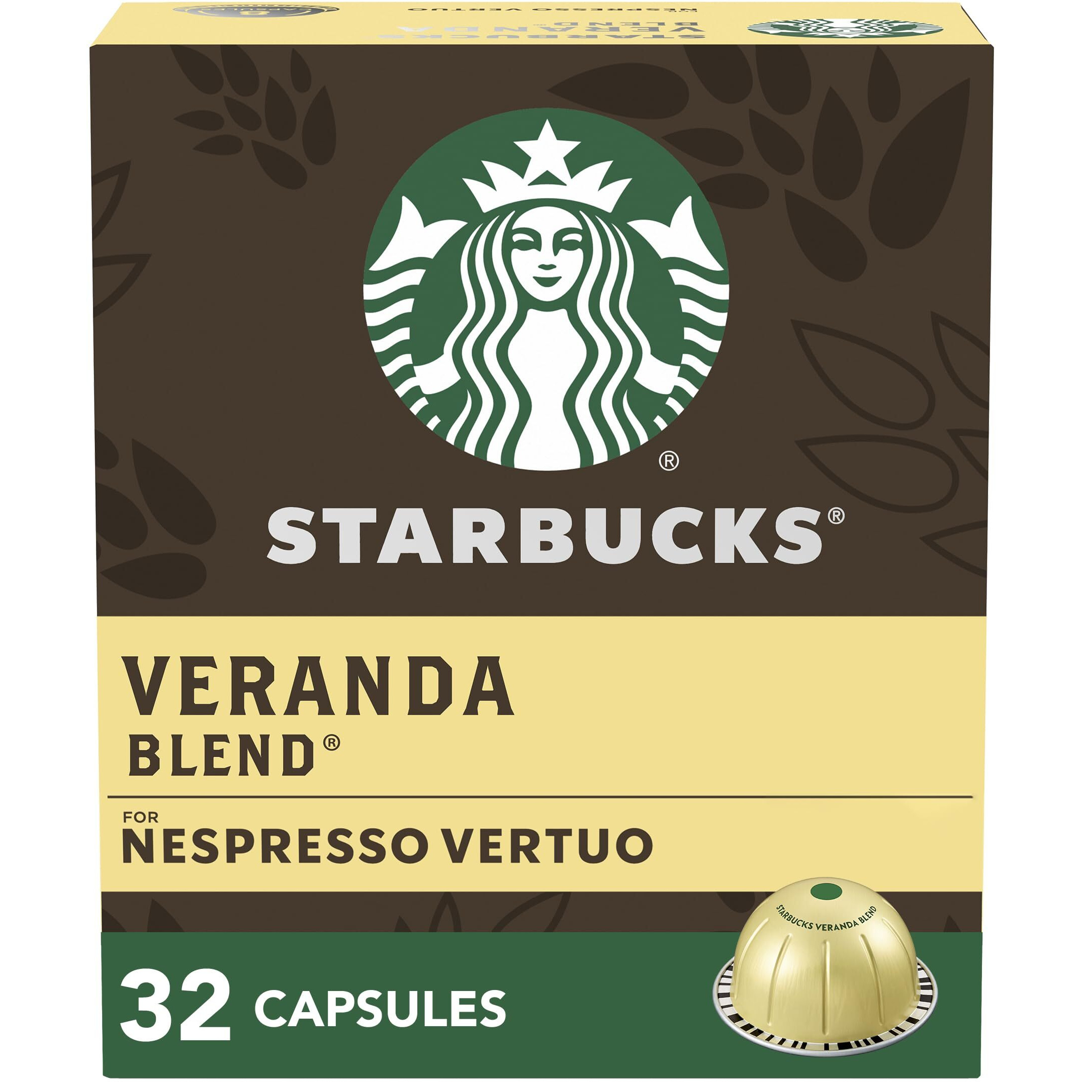 Starbucks By Nespresso Vertuo, Veranda Blend, Blonde Roast Coffee, 32-Count Coffee Pods, Brews 7.8 Oz.