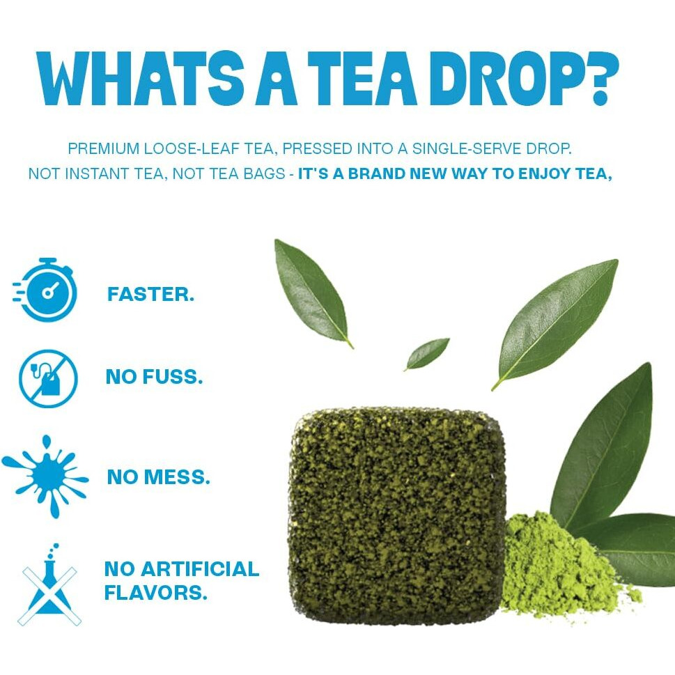 Tea Drops Gift Set - 9 Organic Loose Leaf Tea Samplers (Chai, Earl Grey, Citrus, Ginger, Rose, Matcha, Peppermint, Ube, Assam Thai)