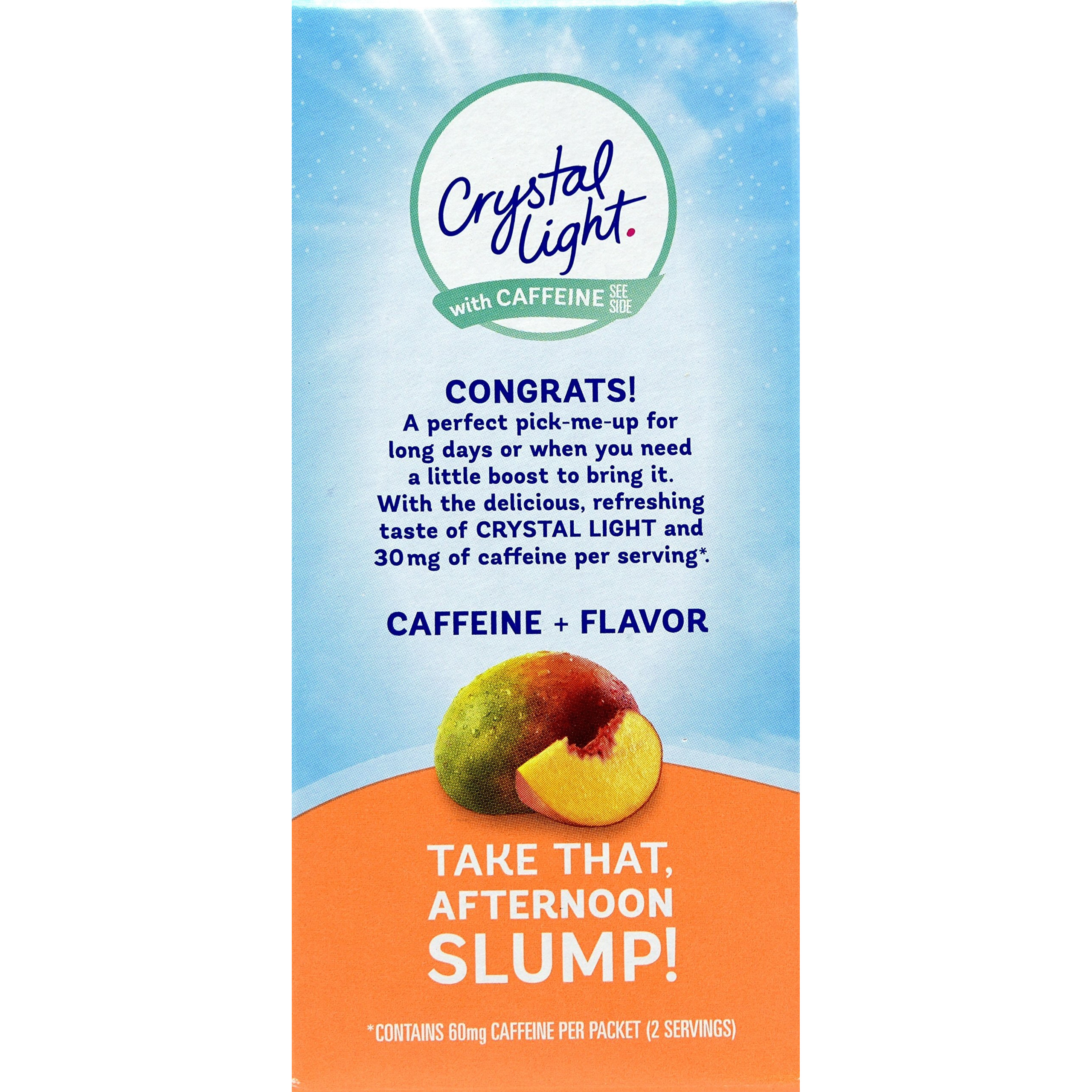 Crystal Light On The Go Peach Mango With Caffeine Drink Mix, 10-Packet Box (Pack Of 25)