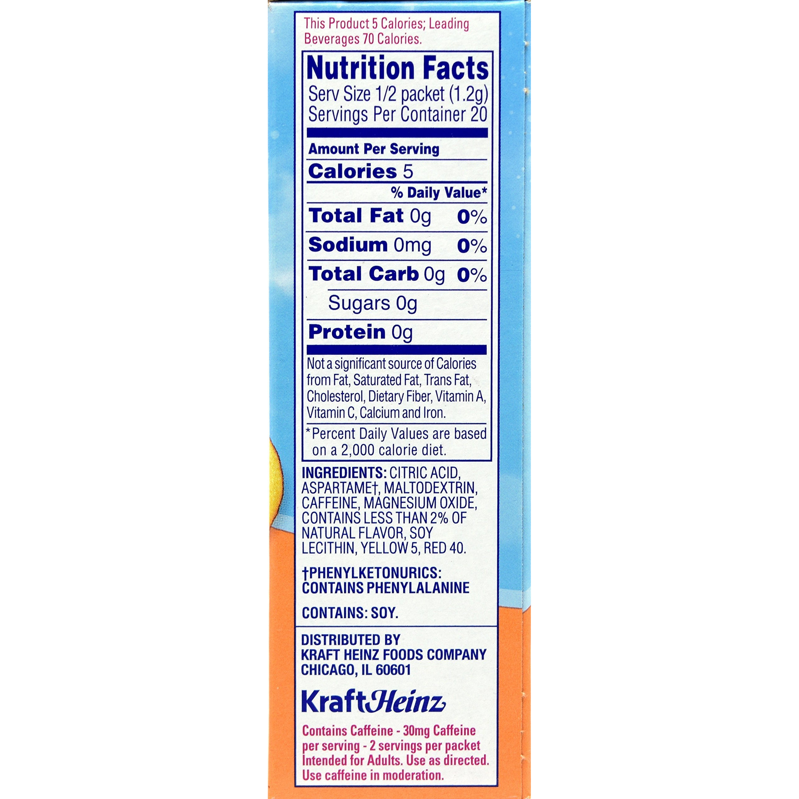 Crystal Light On The Go Peach Mango With Caffeine Drink Mix, 10-Packet Box (Pack Of 25)