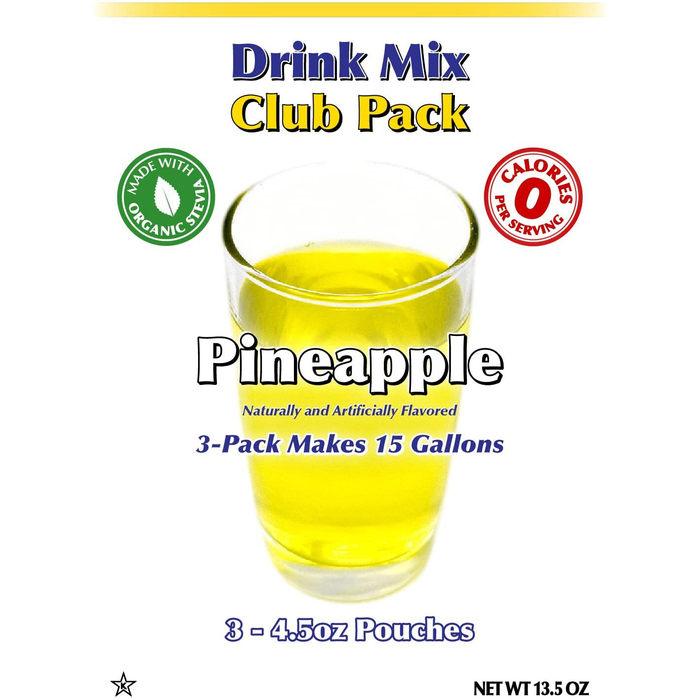 Gramzero Pineapple Zero Calorie Sugar Free Drink Mix, Great For Nutrition Club Loaded Teas, Stevia Sweetened