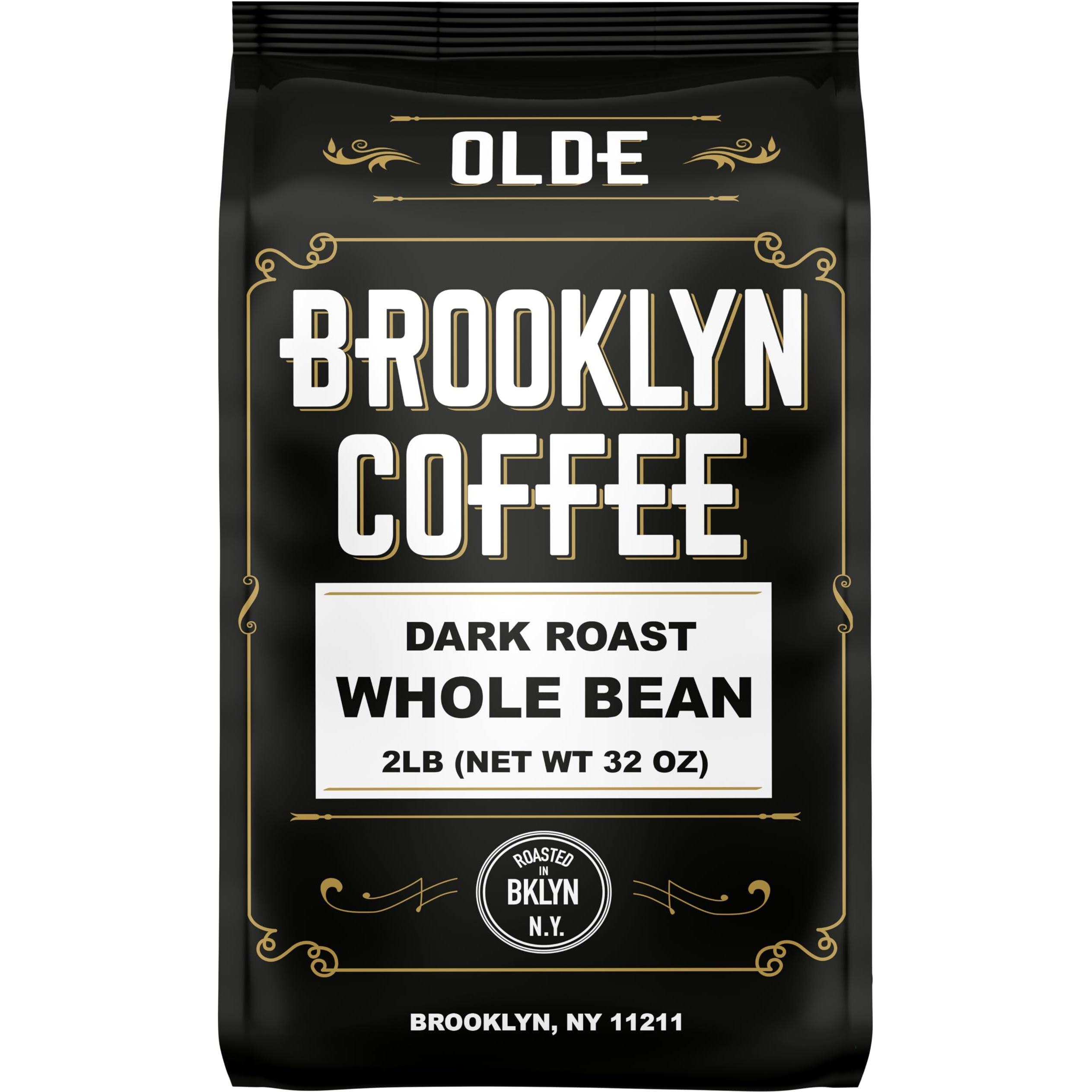 Brooklyn Coffee Whole Bean, Classic Dark Roast (2Lb) Bold, Smooth Taste, Intense Aroma - Fresh Bulk Coffee Beans Roasted Weekly In Nyc