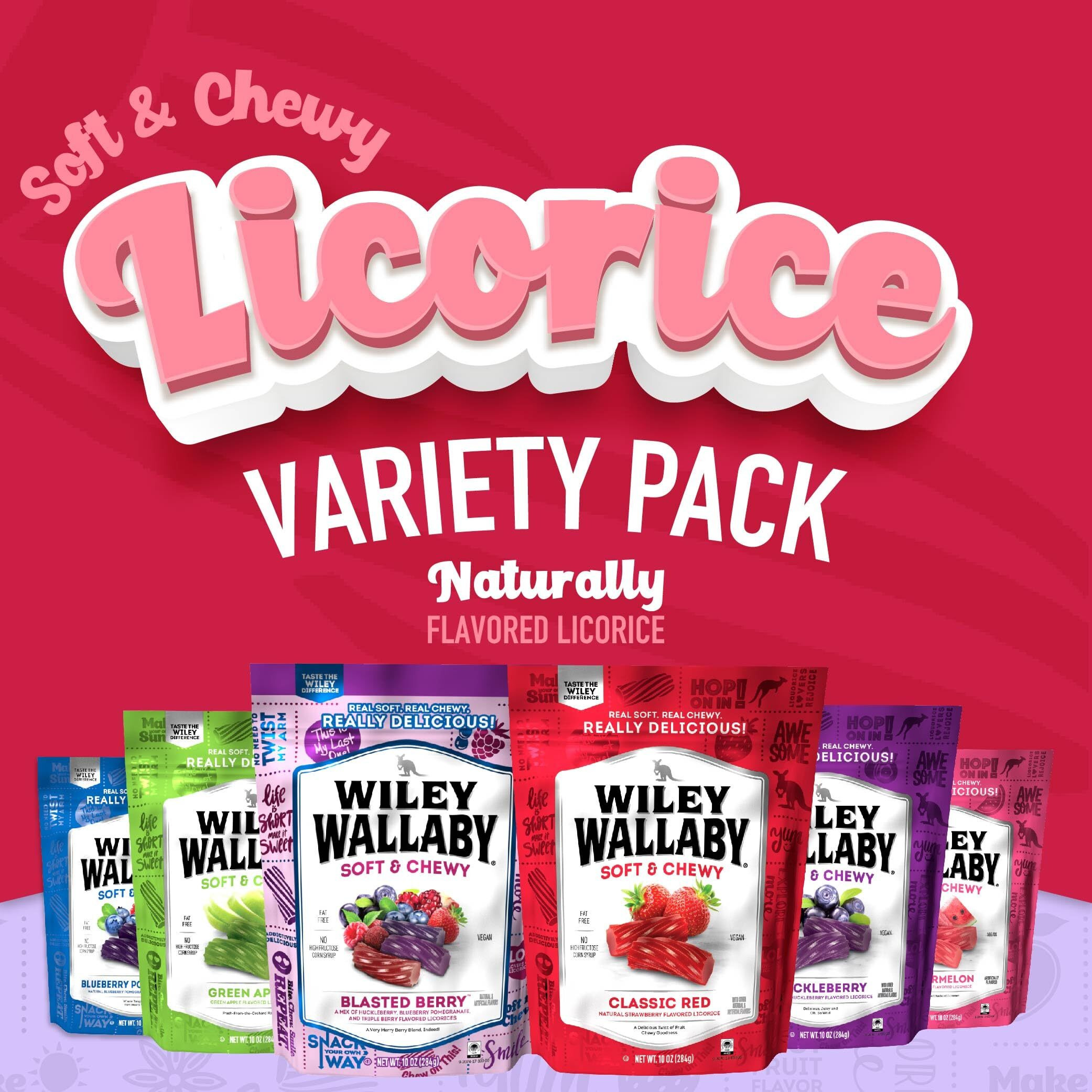 Wiley Wallaby Licorice 10 Ounce Classic Gourmet Soft & Chewy Australian Licorice Candy Twists, 6 Pack