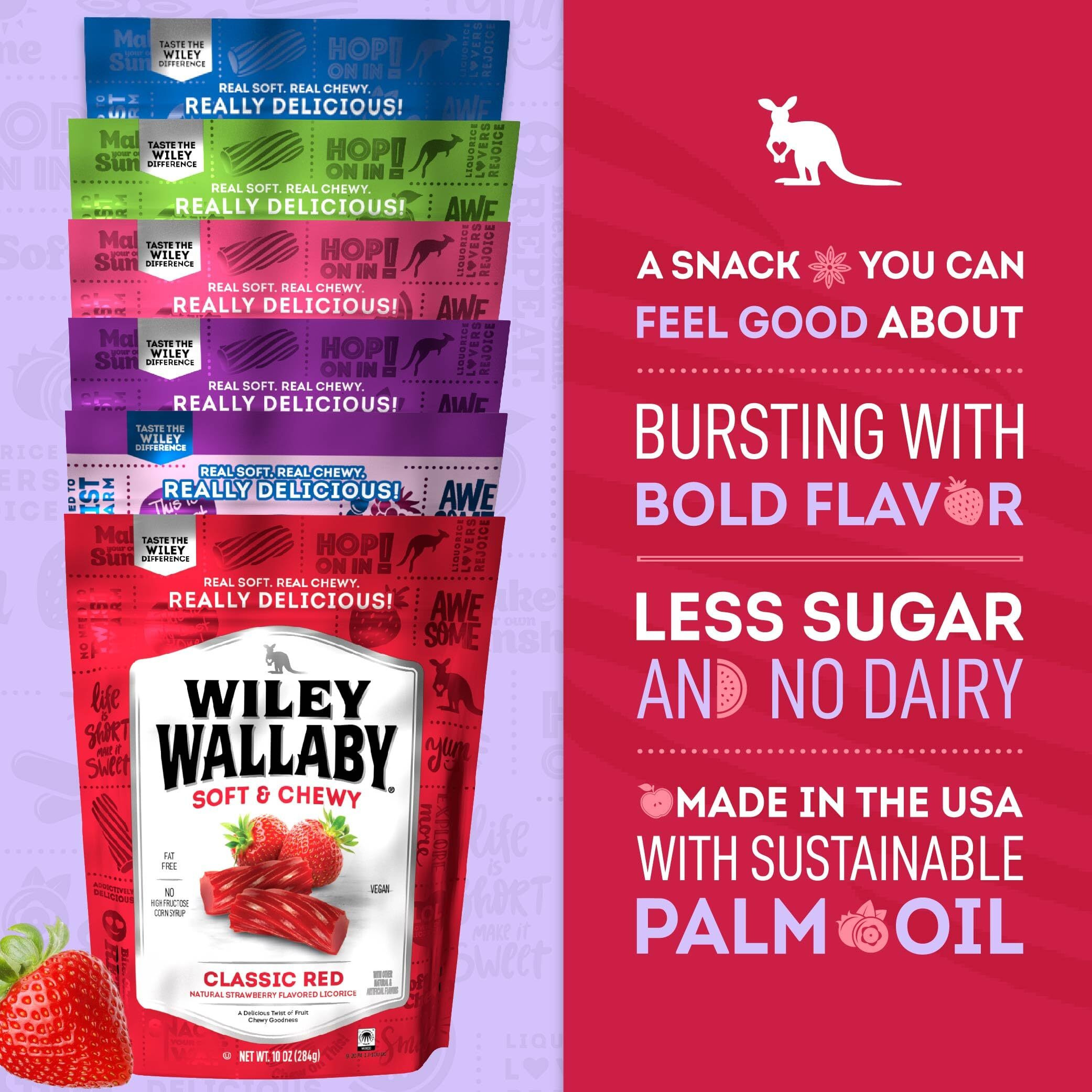 Wiley Wallaby Licorice 10 Ounce Classic Gourmet Soft & Chewy Australian Licorice Candy Twists, 6 Pack