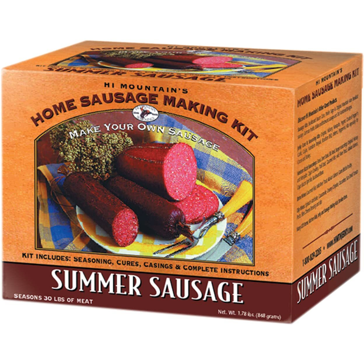 Hi Mountain Seasonings | Summer Sausage Seasoning Kit | Original Blend | Includes Seasoning, Cure, 10 Casings & Directions | Seasons Up To 30Lbs Of Meat | Beef, Pork, Venison, Deer & Wild Game