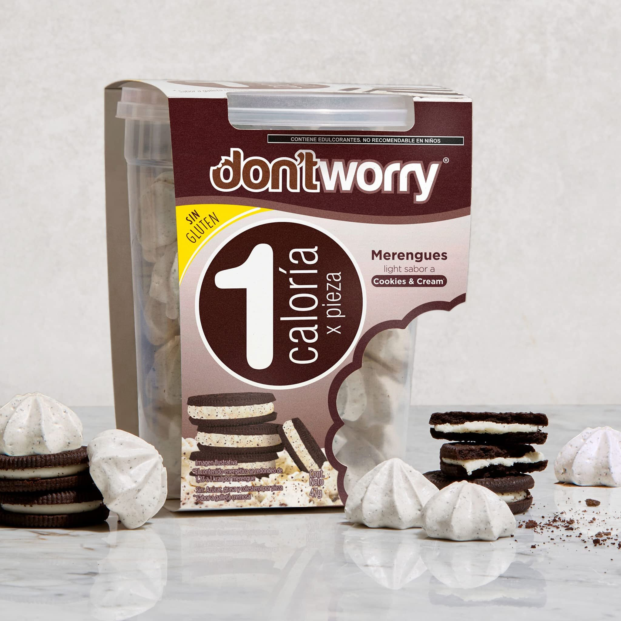Don'T Worry Meringue Cookies Keto Friendly | Cookies And Cream | 2 Pack | Only 1 Calorie Per Piece | Healthy Candy, Gluten Free Snacks, Low Carb, Low Sugar, Low Calories