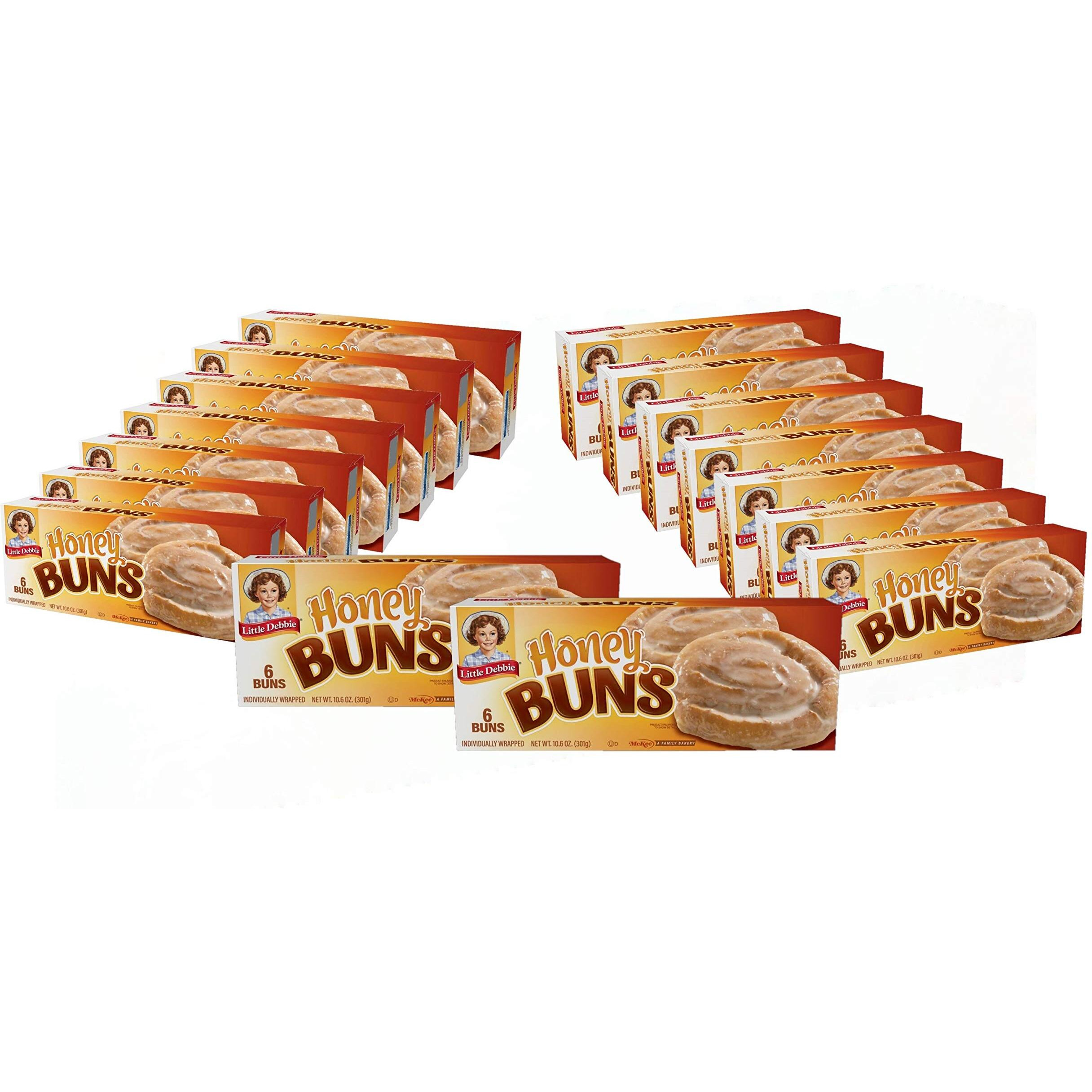 Little Debbie Honey Buns, Individually Wrapped Breakfast Pastries, 6 Count (Pack Of 16)