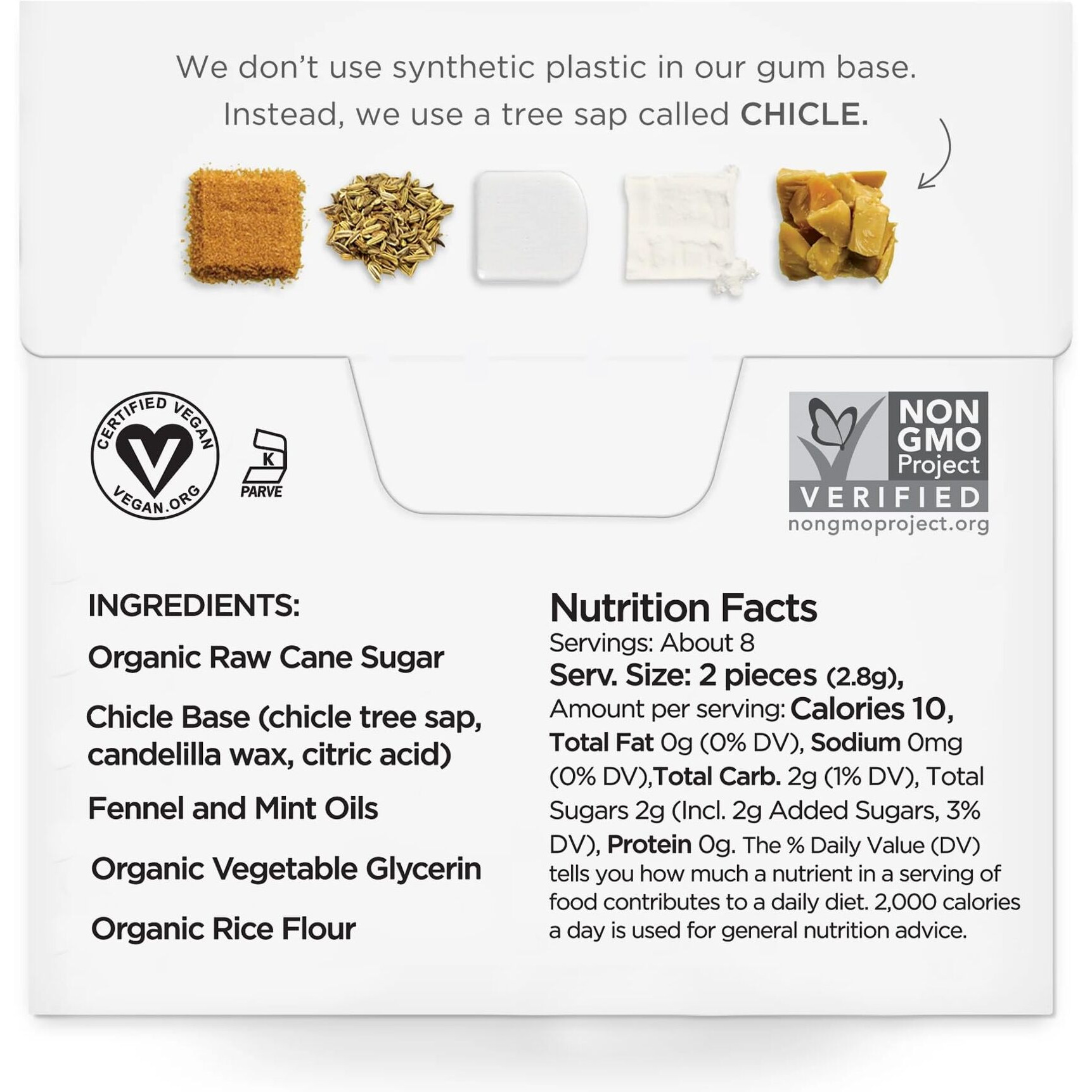Simply Gum | Fennel | Plant- Based Chewing Gum | Pack Of Six (90 Pieces Total) | Synthetic Plastic Free + Aspartame Free + Non Gmo