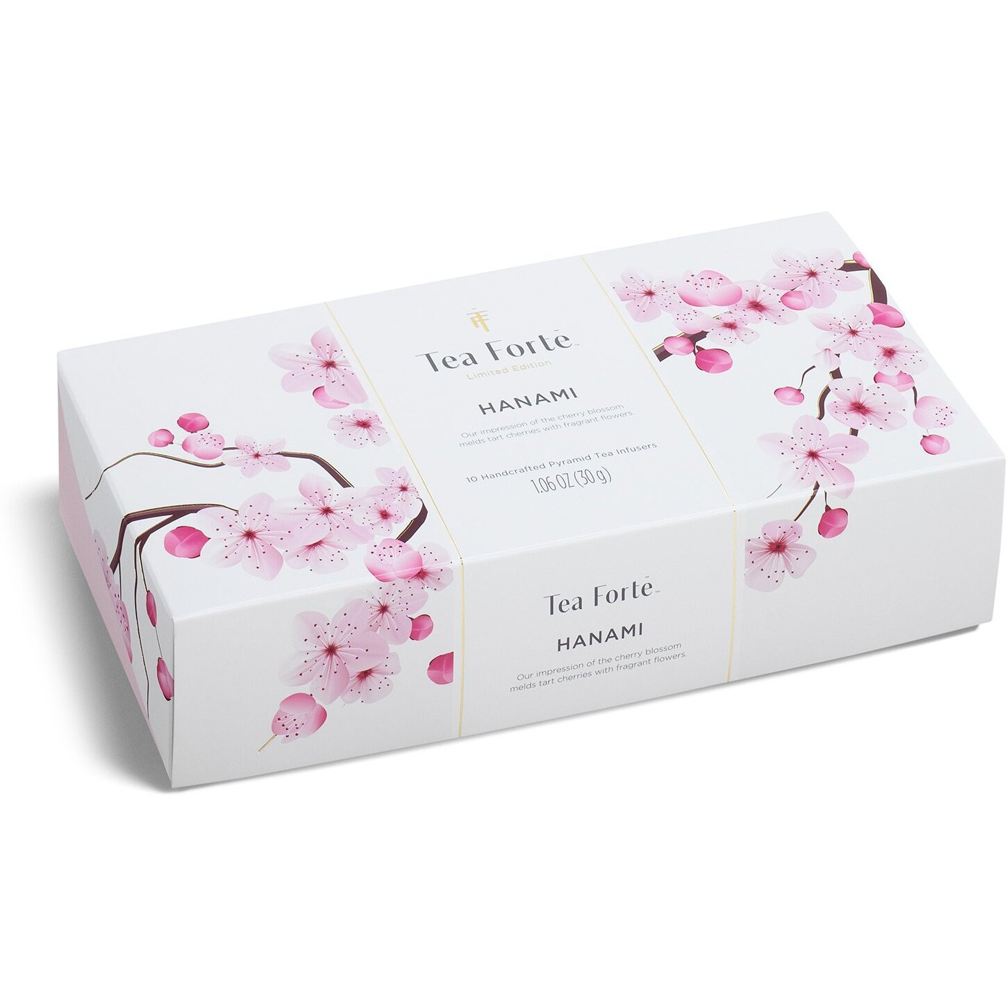 Tea Forte Cherry Blossom Organic Green Tea, Petite Presentation Box Tea Sampler Gift Set With 10 Handcrafted Pyramid Tea Infusers