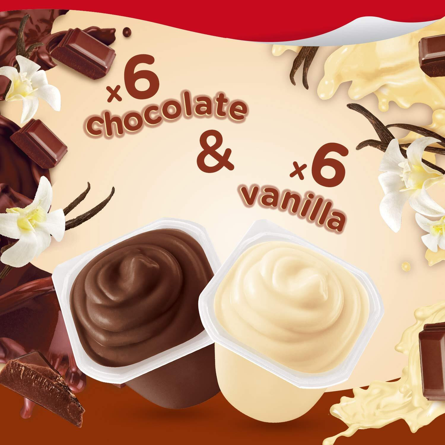 Snack Pack Chocolate And Vanilla Pudding Cups Family Pack, 12 Count, 6 Pack