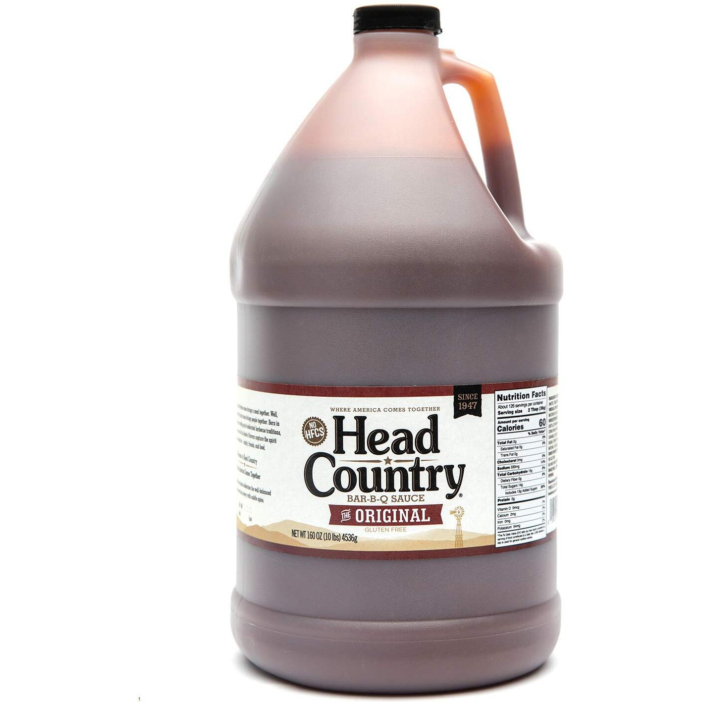Head Country Bar-B-Q Sauce, Original - Soy Free, Gluten Free Barbecue Sauce With No Added Preservatives - Sweet & Savory Championship Bbq Sauce For Chicken, Pork, Ribs & Burgers - 160 Ounce, Pack Of 4