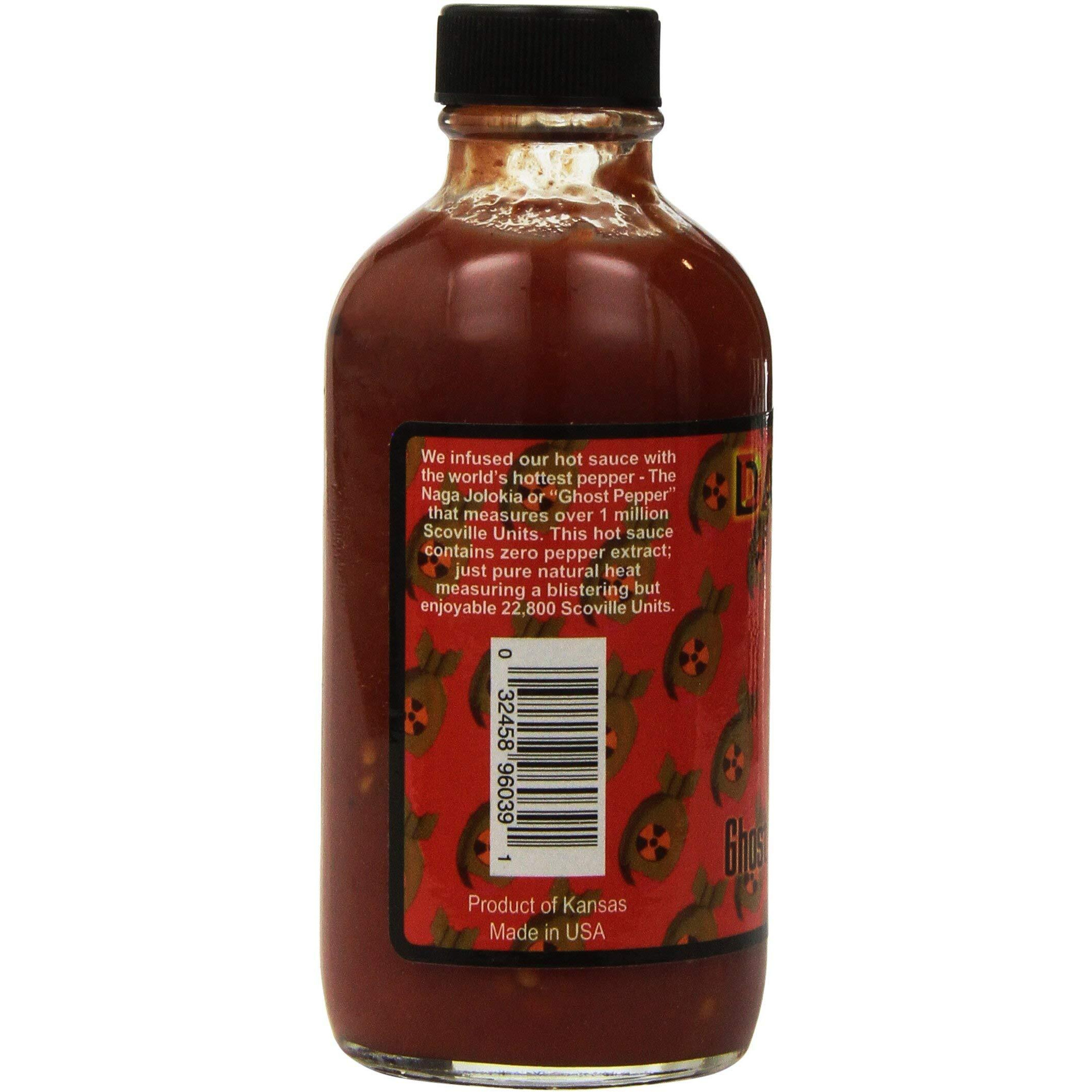 Da Bomb - Ghost Pepper - Original Hot Sauce - 22,800 Scovilles - 4Oz Bottles Made In Usa With Habanero & Jolokia Peppers- Non-Gmo, Gluten Free, Sugar Free, Keto - Pack Of 1