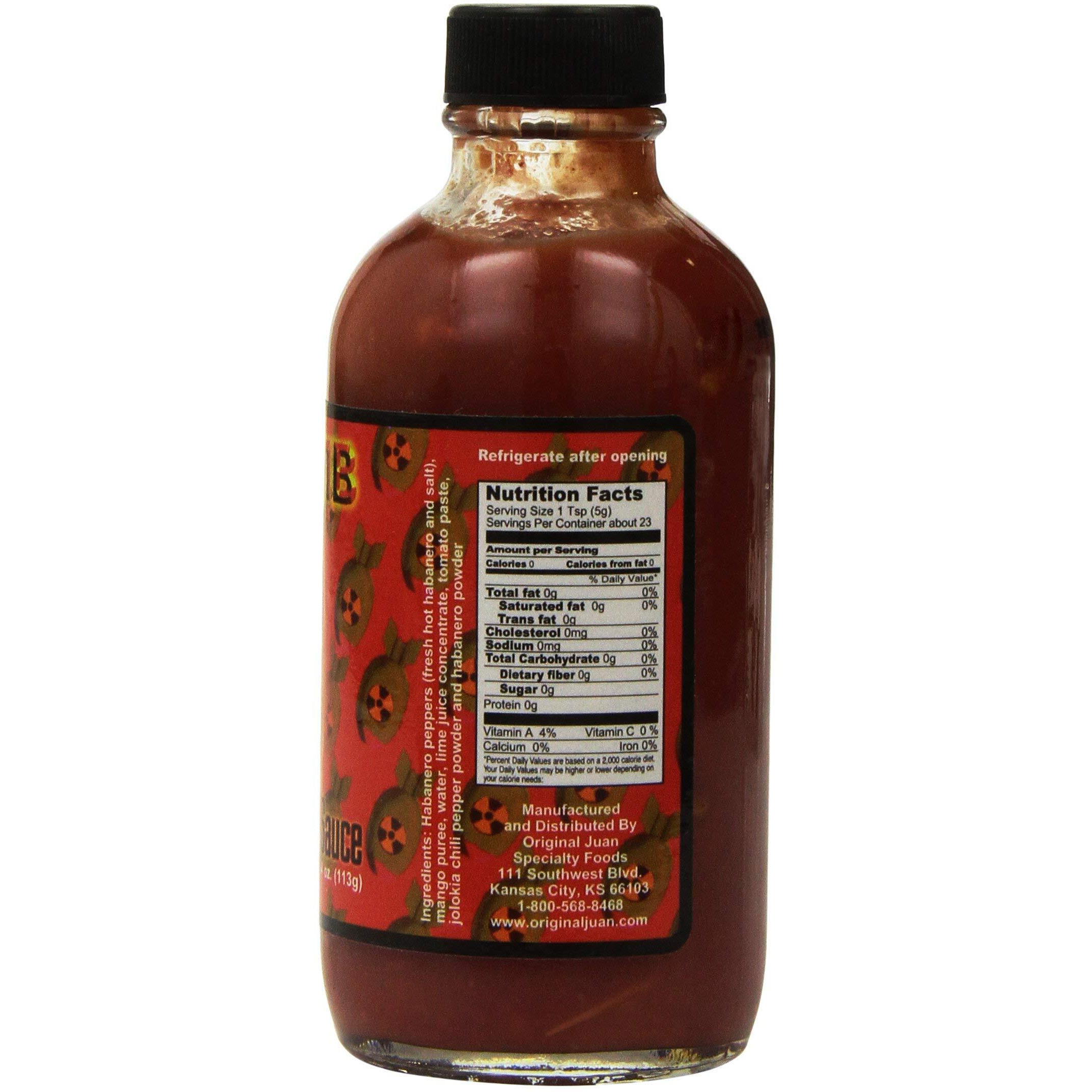 Da Bomb - Ghost Pepper - Original Hot Sauce - 22,800 Scovilles - 4Oz Bottles Made In Usa With Habanero & Jolokia Peppers- Non-Gmo, Gluten Free, Sugar Free, Keto - Pack Of 1