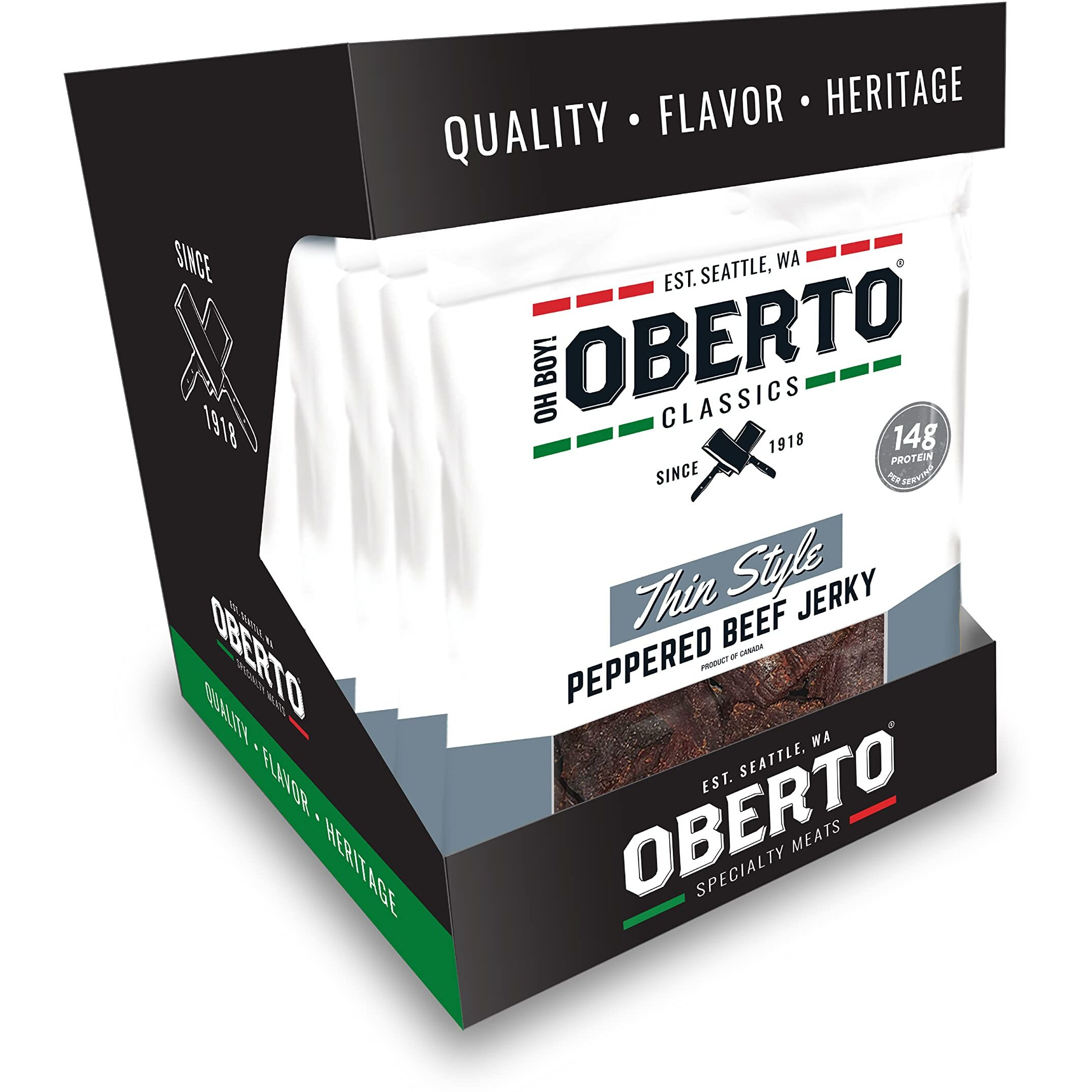 Oh Boy Oberto Classics Thin Style Peppered Beef Jerky, 2.2 Ounce (Pack Of 8)