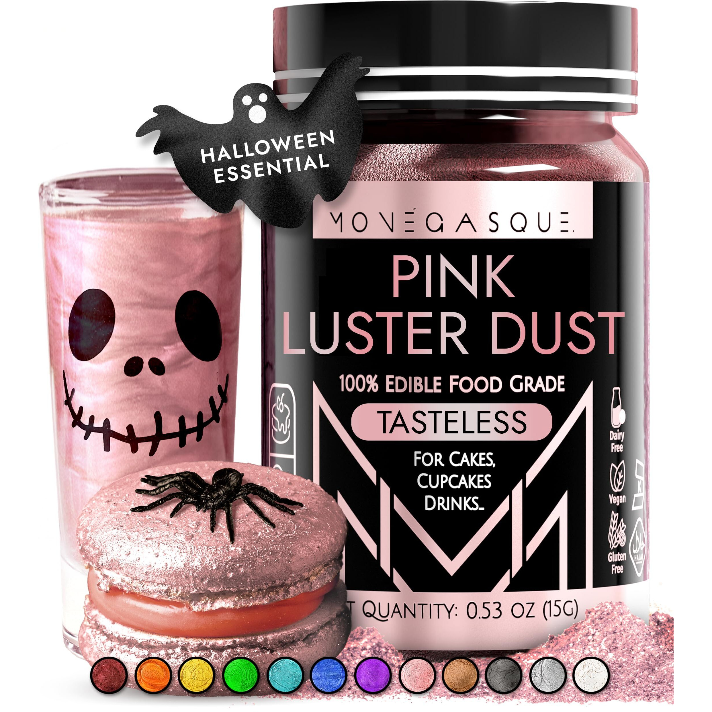 Mon  Gasque Luster Dust Pink Edible Glitter For Cocktails 15G - Premium Pink Halloween Cake Decorations - Edible Pink Drink Glitter - Pink Edible Glitter For Drinks & Edible Pink Glitter - Cake Glitter