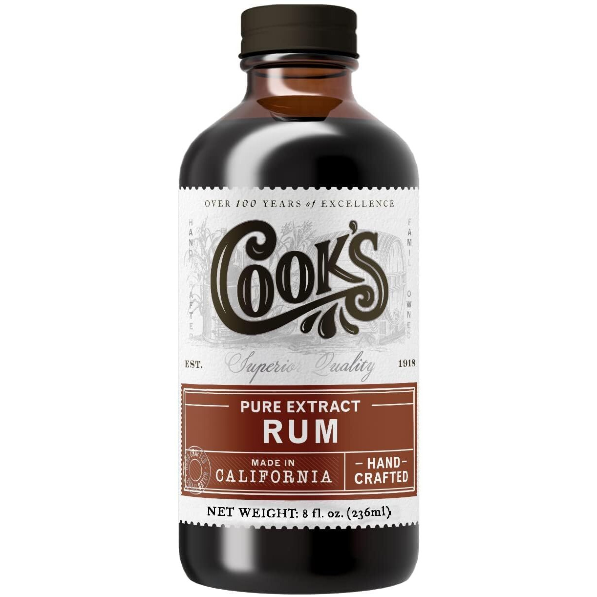 Cook's, Pure Rum Extract, For Baking, Ice Cream, Candies, Cakes, 8 Oz