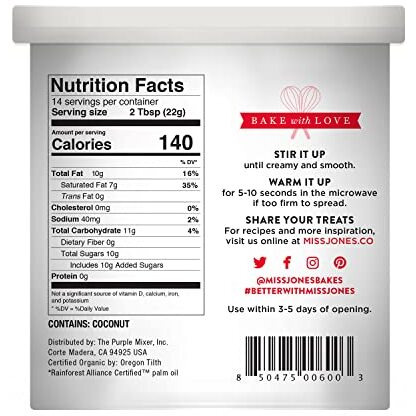 Miss Jones Baking Organic Buttercream Frosting, Perfect For Icing And Decorating, Vegan-Friendly Vanilla (Pack Of 6)