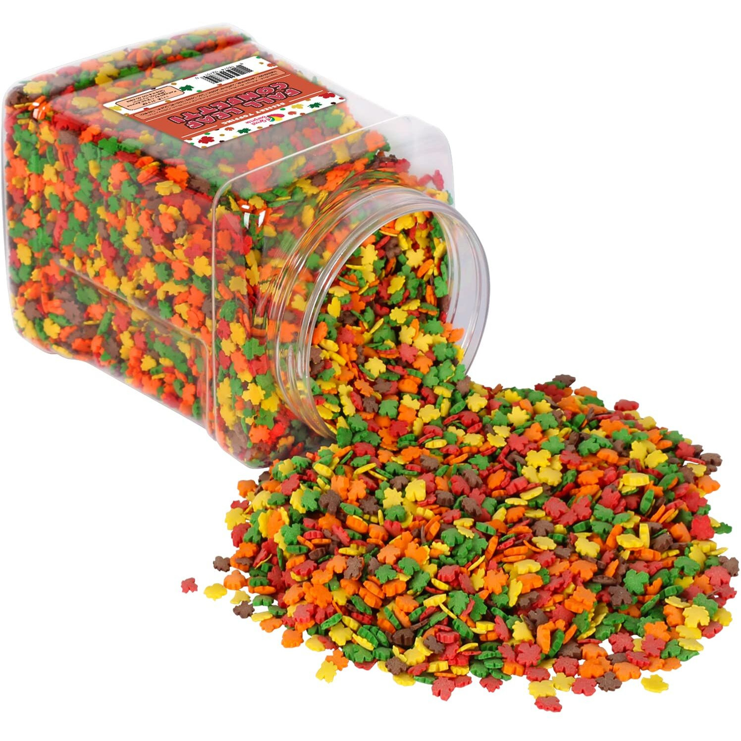 Fall Sprinkles - 1.7 Pounds - Bulk Fall Pumpkin Sprinkles - Fall Leaf Sprinkles For Baking - Autumn Leaf Sprinkles - Thanksgiving Sprinkles For Cupcakes, Cookies, Cake Decorating
