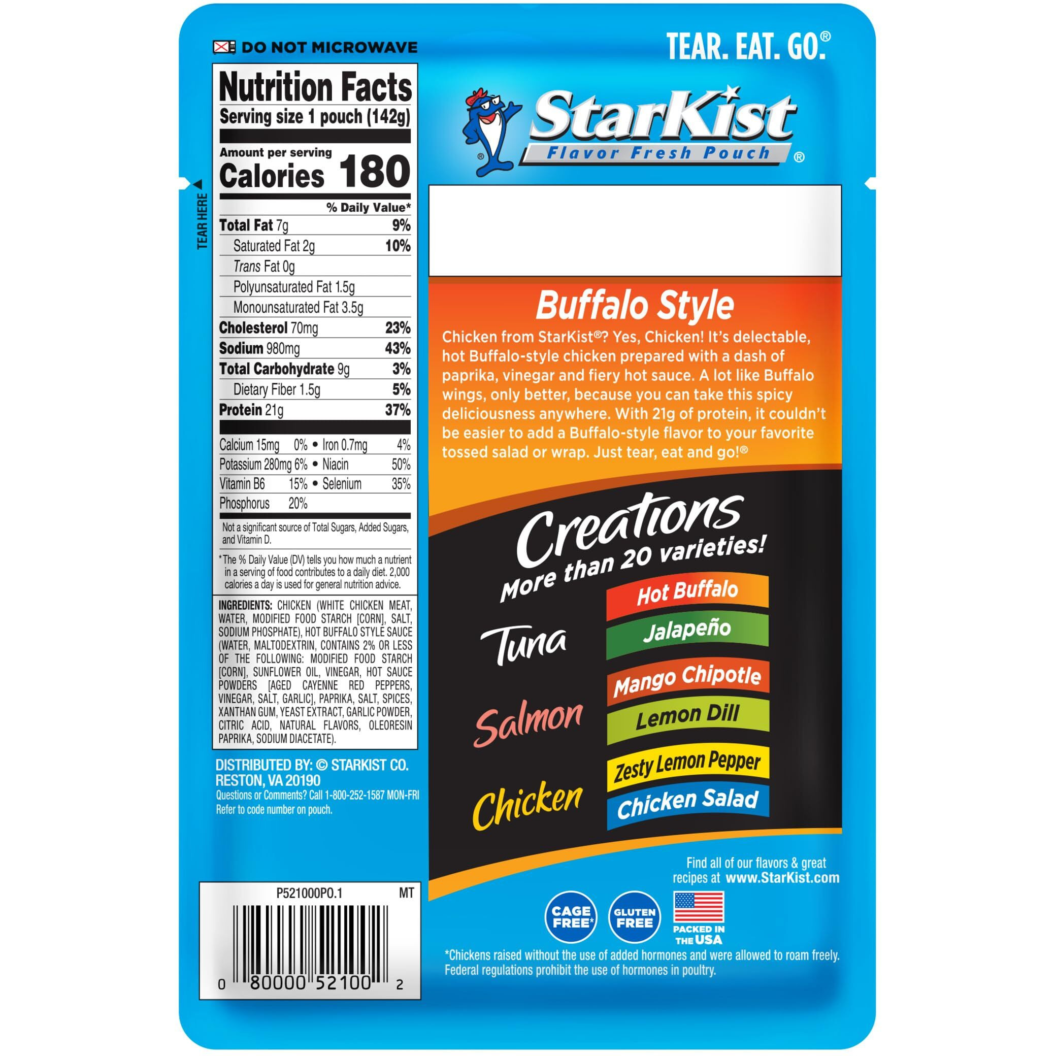 Starkist Chicken Creations Bold Buffalo, 5 Oz Pouch Big Size    (Pack Of 12)