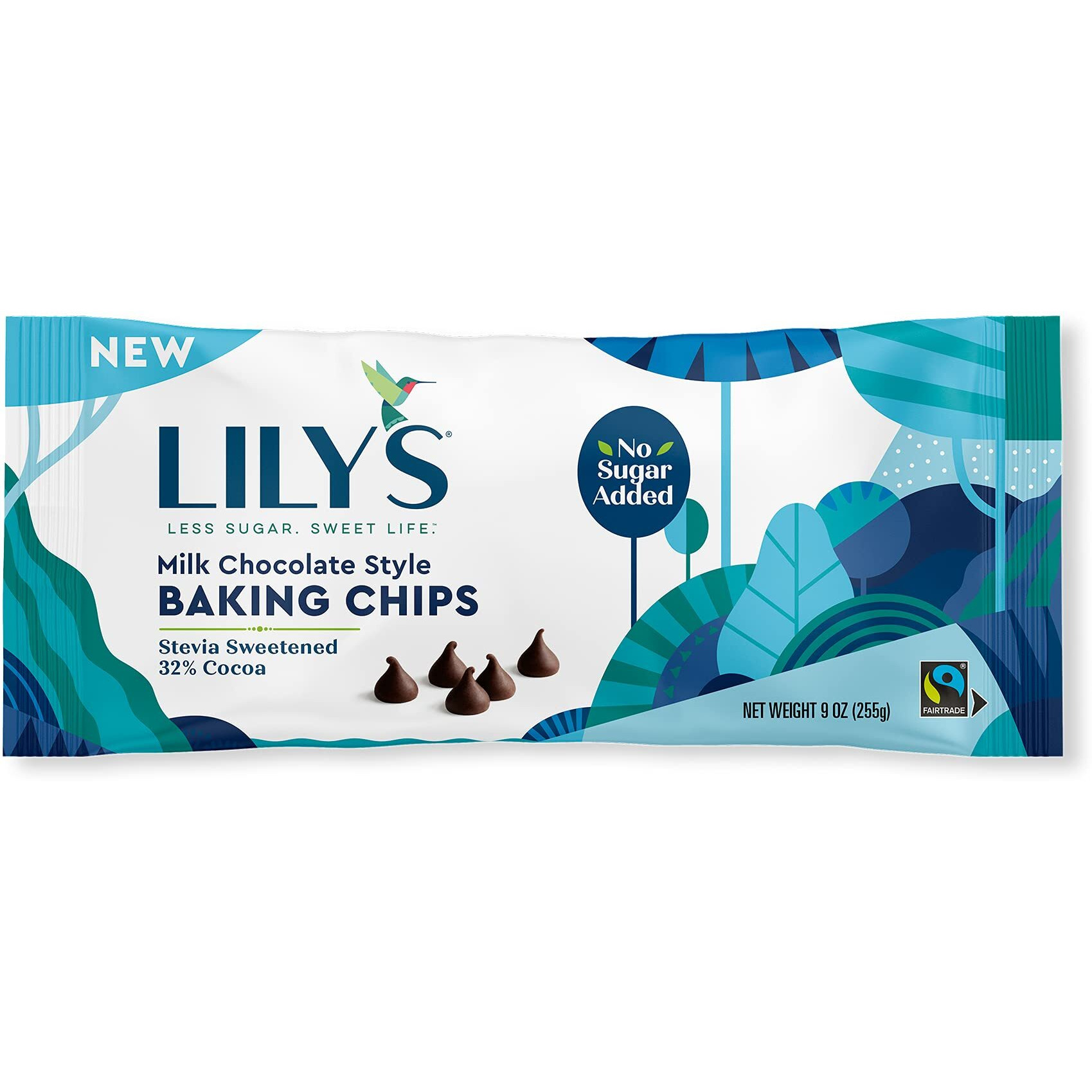 Lily's Milk Chocolate Style No Sugar Added Baking Chips, Gluten Free, Bulk, 9 Oz Bags (3 Pack)