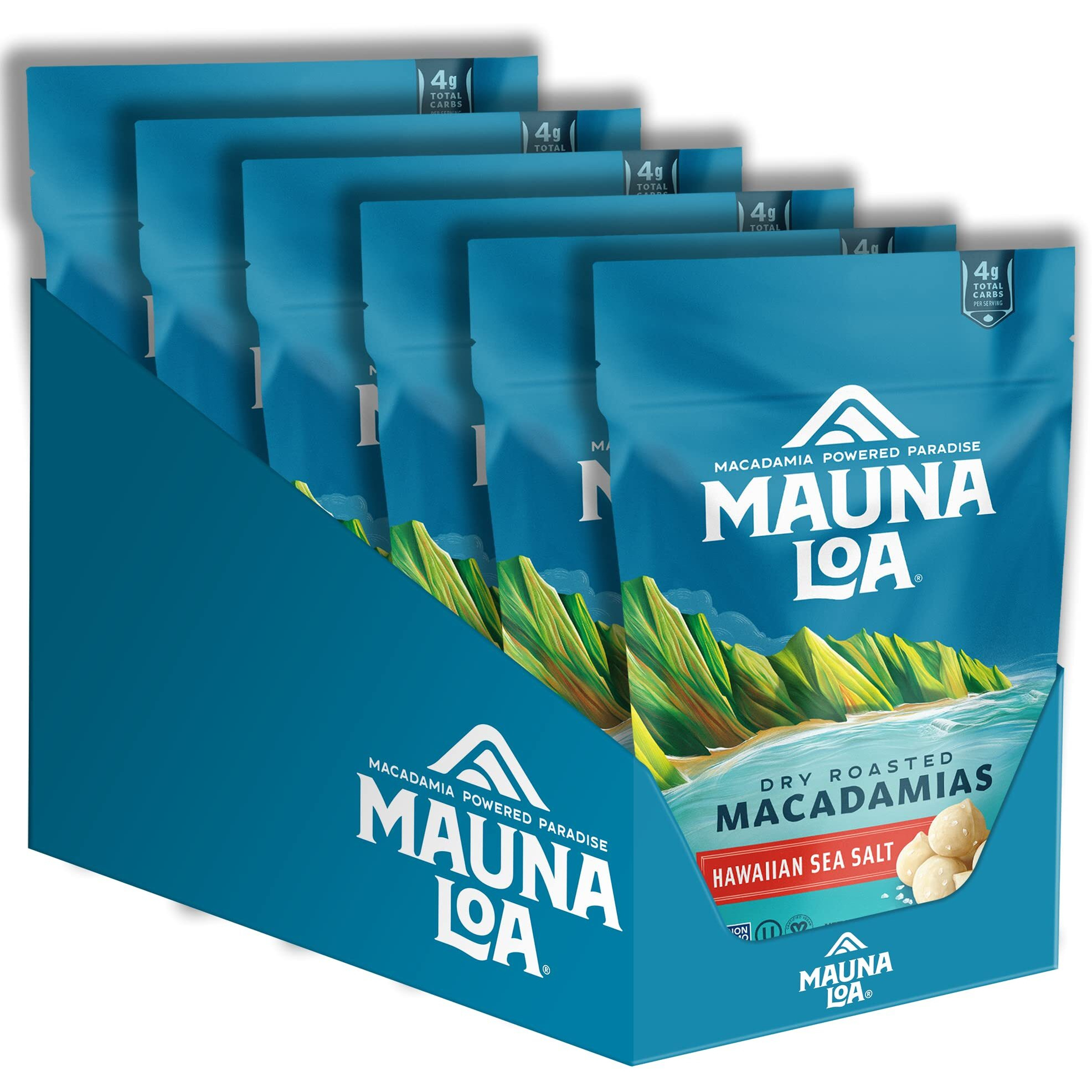 Mauna Loa Premium Hawaiian Roasted Macadamia Nuts, Sea Salt Flavor 4 Oz (Pack Of 6)