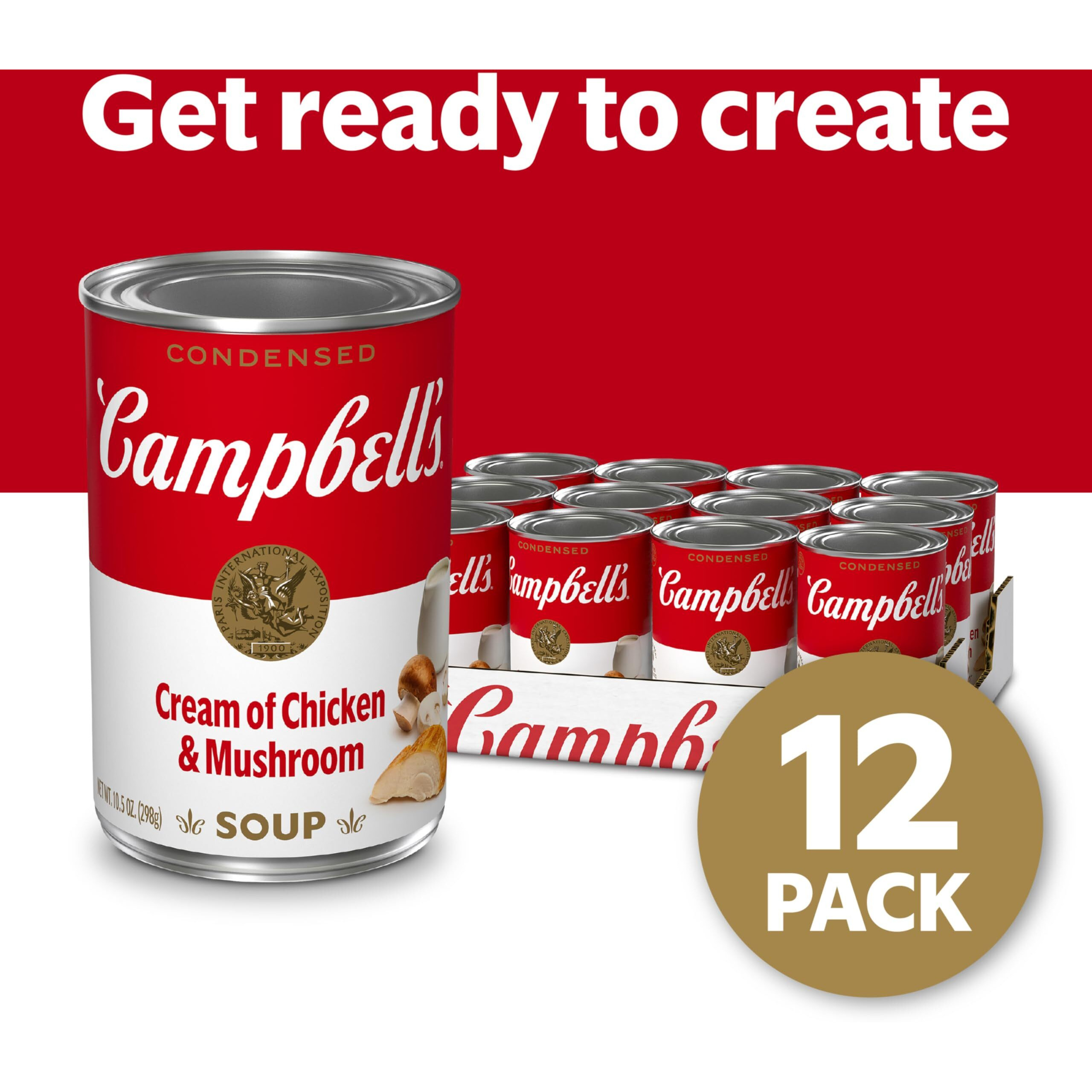 Campbell's Condensed Cream Of Chicken & Mushroom Soup, 10.5 Ounce Can (Pack Of 12)